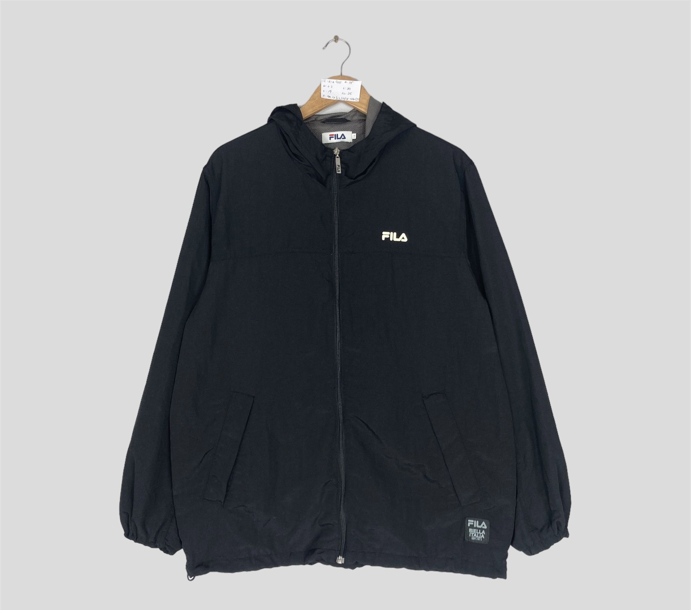 image of 90's Fila Black Hoodies Full Zipper Jacket, Men's (Size XL)