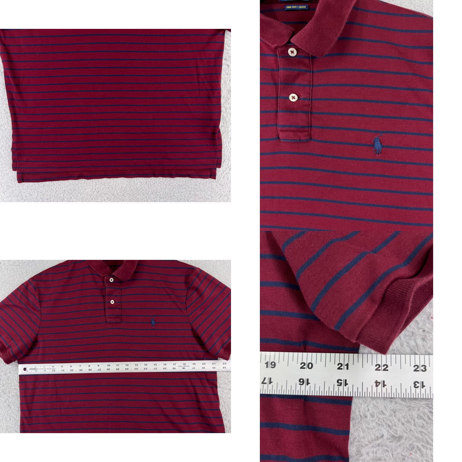 Polo Ralph Lauren Polo Ralph Lauren Shirt Men Large Red Stripe Pima Soft Touch Jersey READ Size US L / EU 52-54 / 3 - 8 Thumbnail