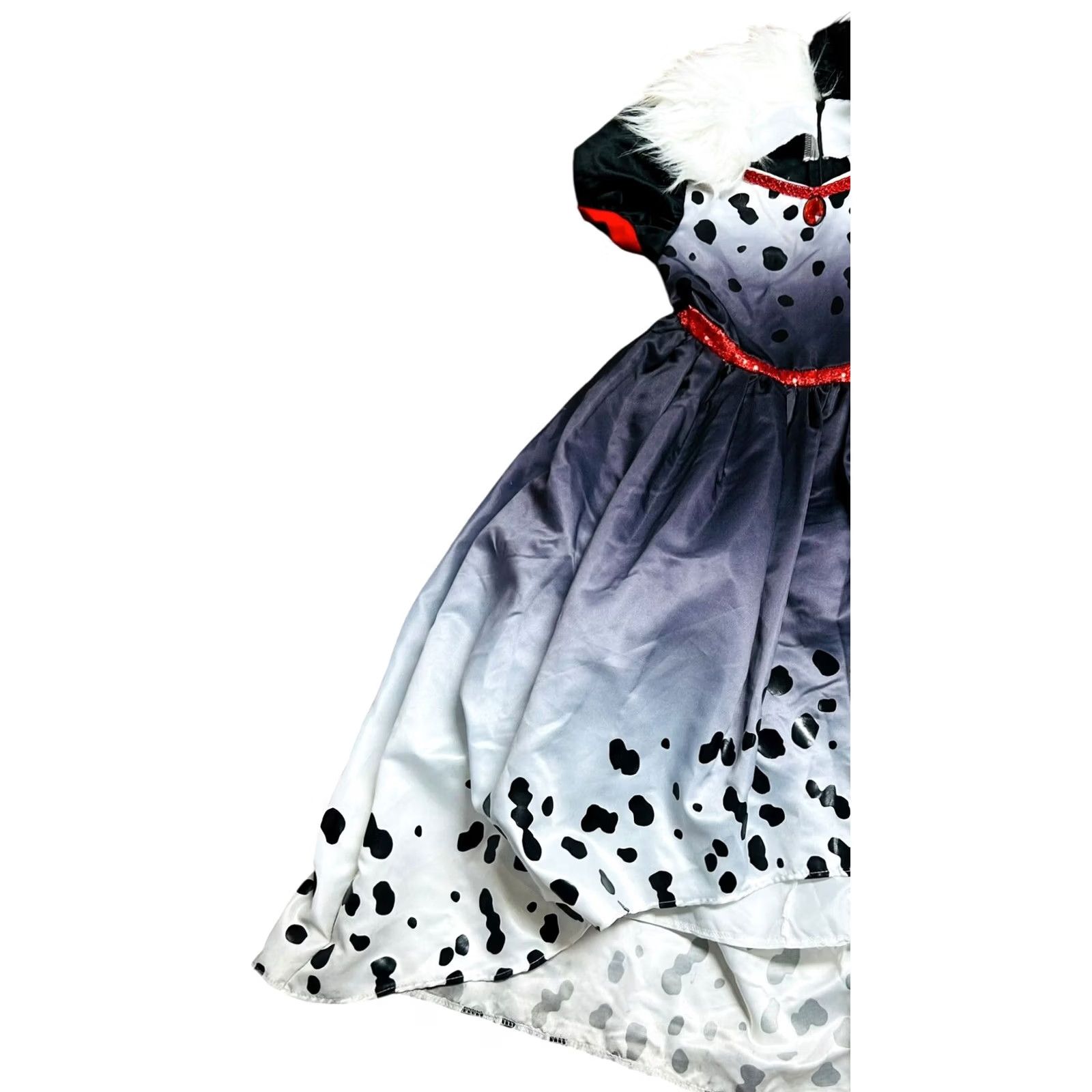 Disney VINTAGE Disney Cruella De Vil Girl's Faux Fur Dress Costume M Halloween Dress Black Girls Size ONE SIZE - 3 Thumbnail