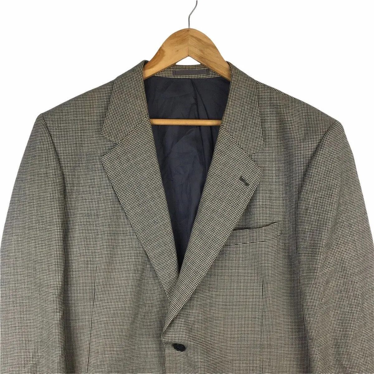 Gianni Valentino Vtg GIANNI VALENTINO ITALY Houndstooth Pattern Blazer Coat Size 48R - 2 Thumbnail