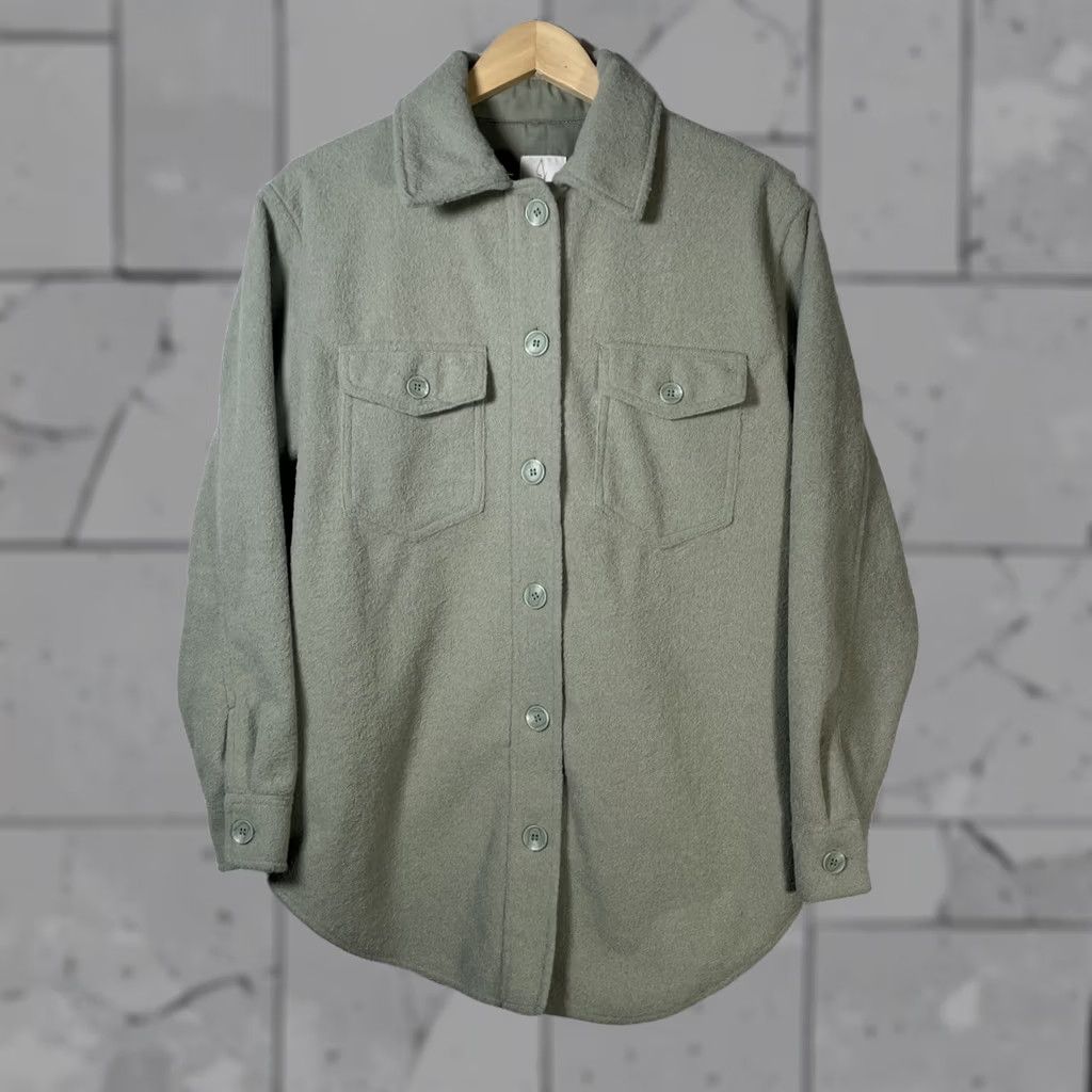 Joie Joie Sage Green Button Up Double Pocket Thick Fleece Shacket Womens M Shirt Size M / US 6-8 / IT 42-44 - 1 Thumbnail