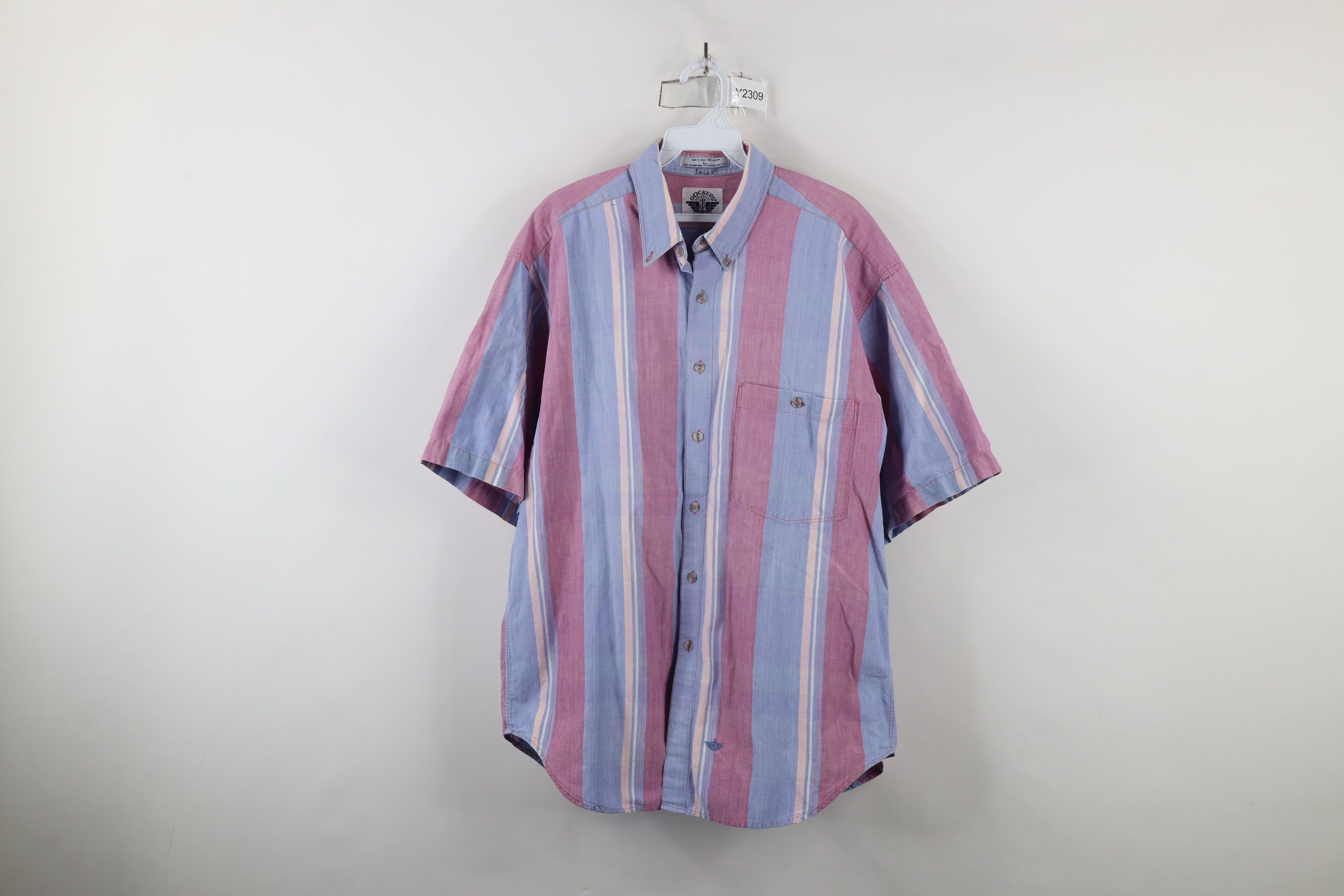 Vintage Vintage 90s Streetwear Pastel Striped Button Down Shirt Size US L / EU 52-54 / 3 - 1 Thumbnail