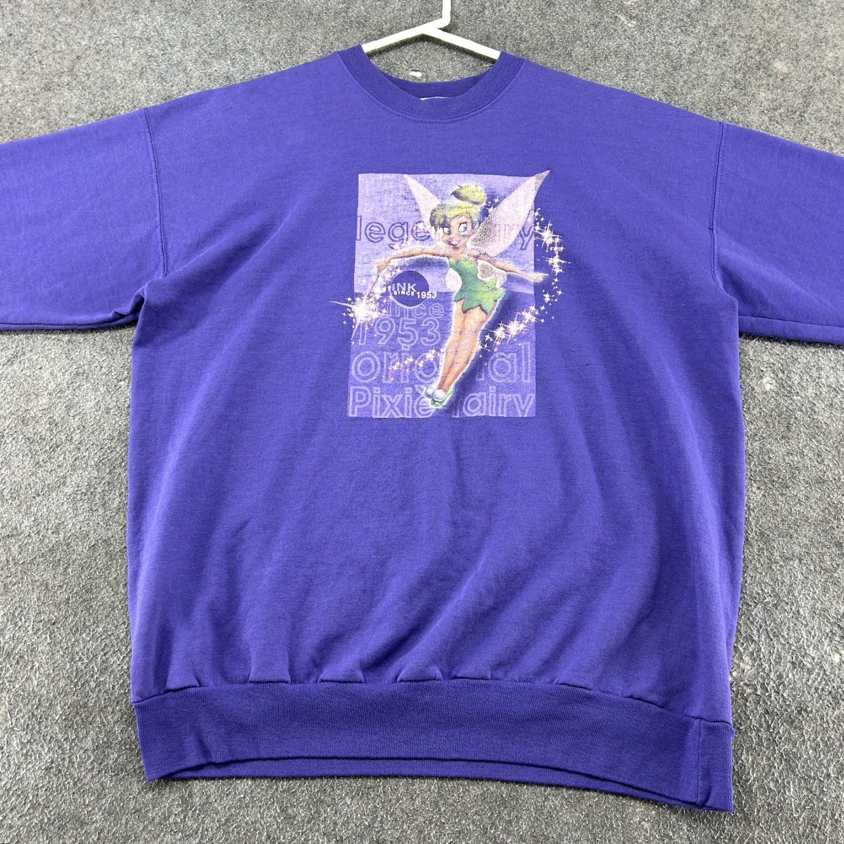 Disney VINTAGE Disney Sweatshirt Mens L Purple Pullover Pixie Fairy Tinker Bell 90s Size US L / EU 52-54 / 3 - 3 Thumbnail