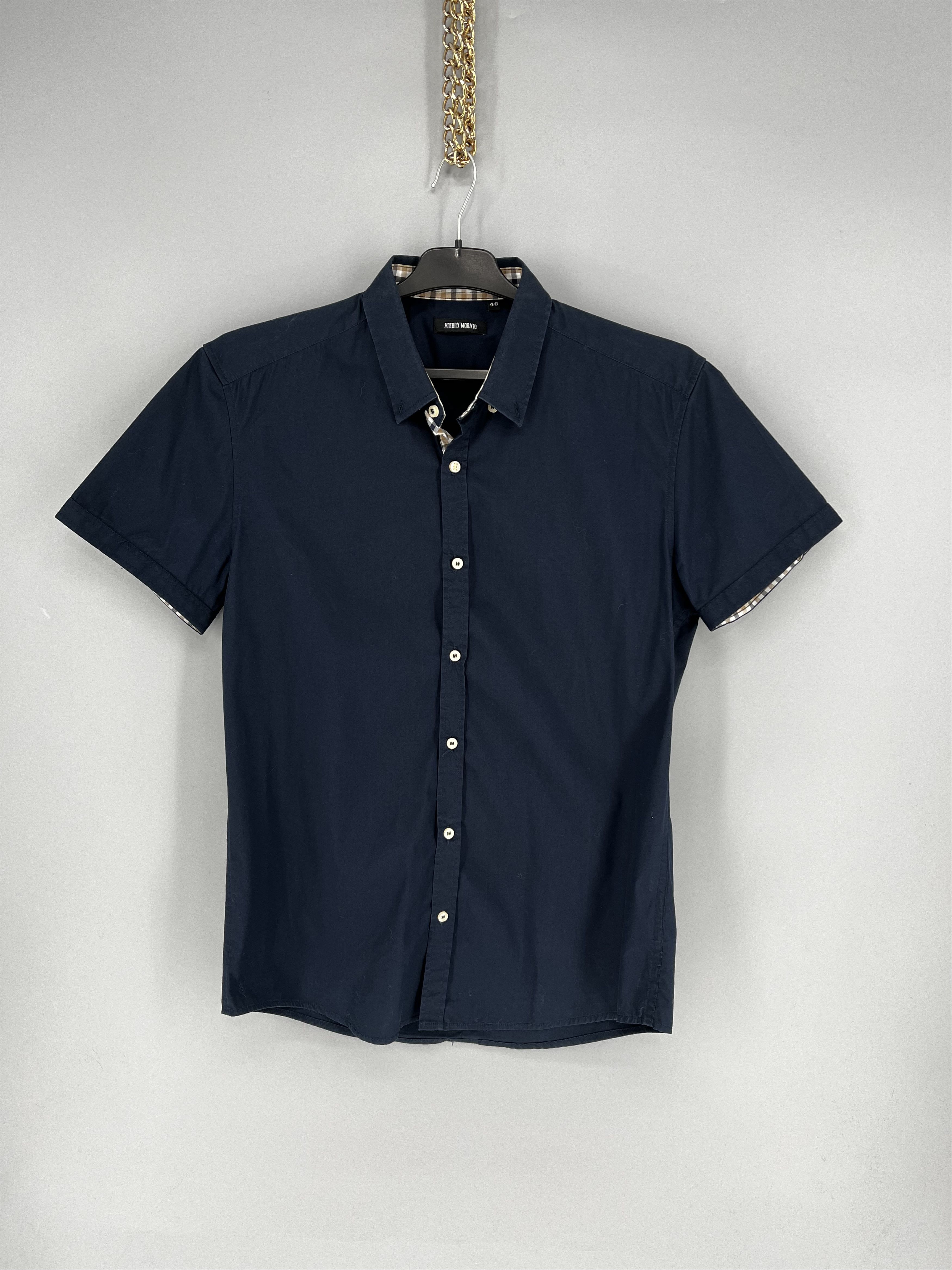 Antony Morato MENS ANTONY MORATO Slim Navy Black Button Casual Dress Shirt Size US M / EU 48-50 / 2 - 1 Thumbnail
