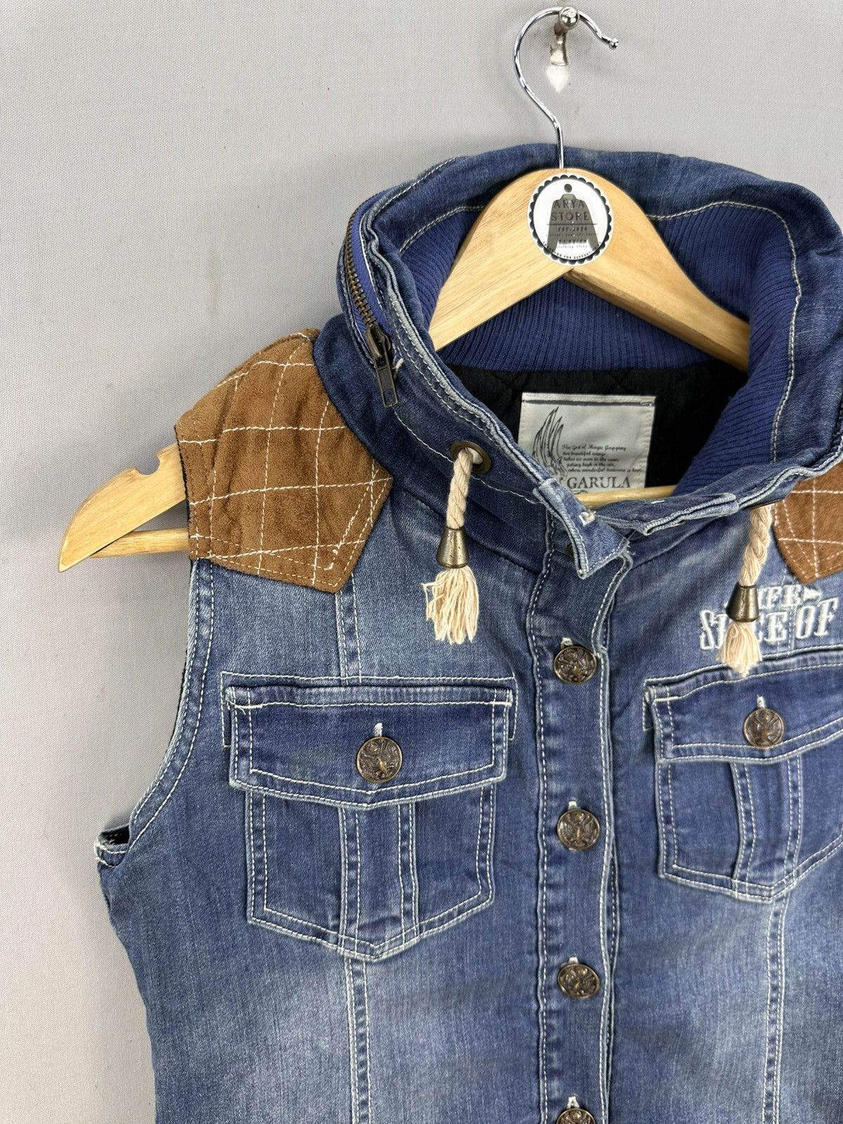 Japanese Brand Garula Limited Edition Embroidered Denim Vest Size S / US 4 / IT 40 - 2 Thumbnail