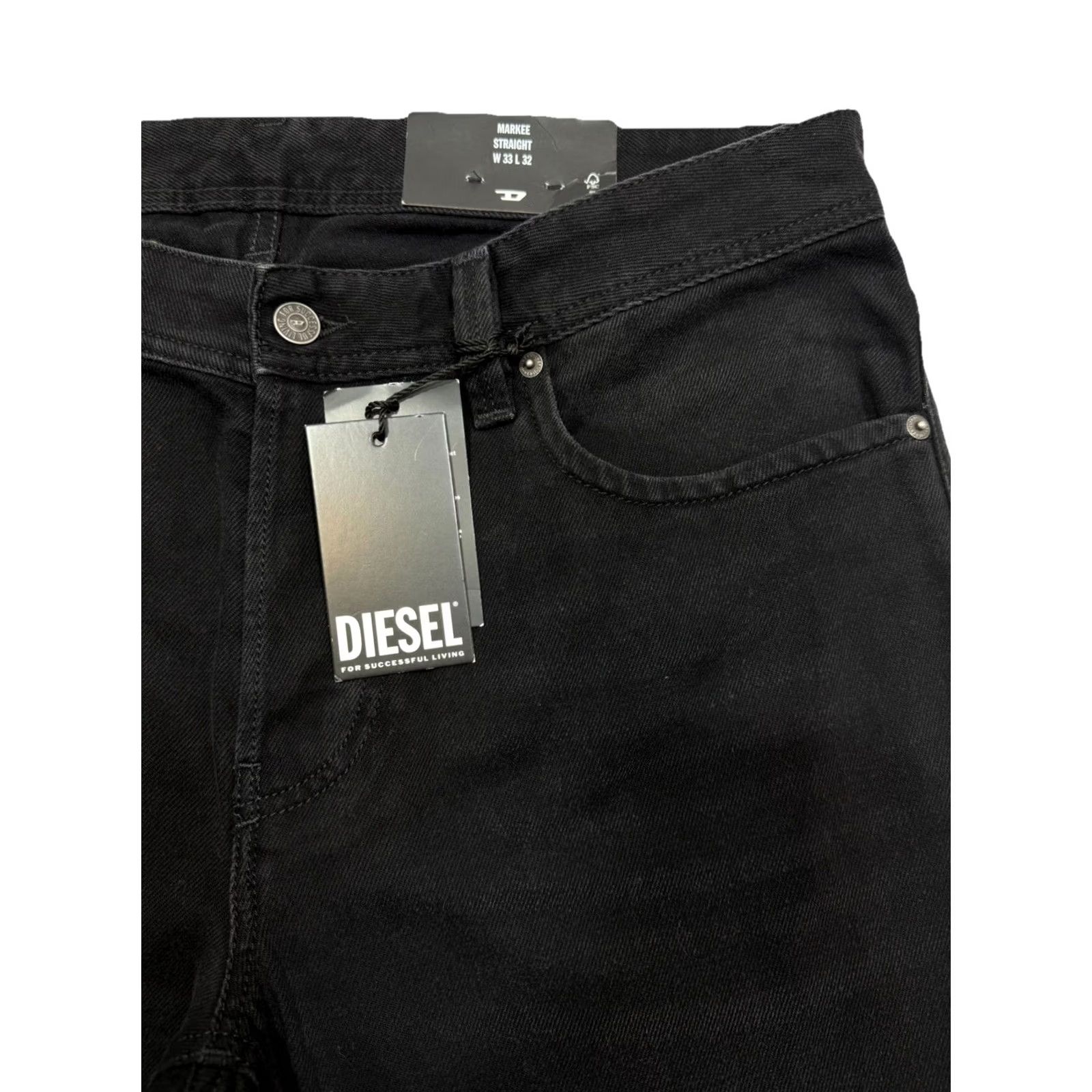 Diesel Diesel Markee Men’s Black Straight Fit Jeans 33 Regular Inseam 32 Size US 33 - 6 Thumbnail