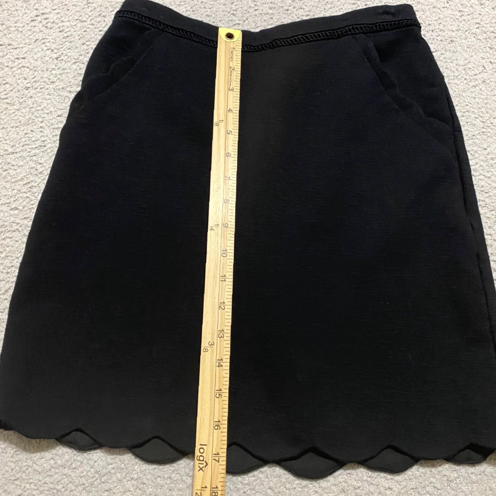 Vintage Skies are Blue Skirts Womens Small Black Knit Scalloped Hem Pockets Mini Size 28" / US 6 / IT 42 - 4 Thumbnail