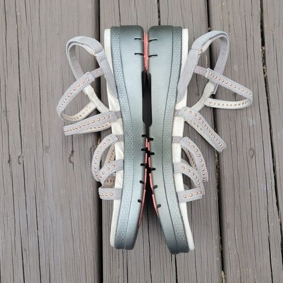 Other Jambu Elegance Gray Leather Strappy Gladiator Rose Gold Stud Size US 8 / IT 38 - 4 Thumbnail