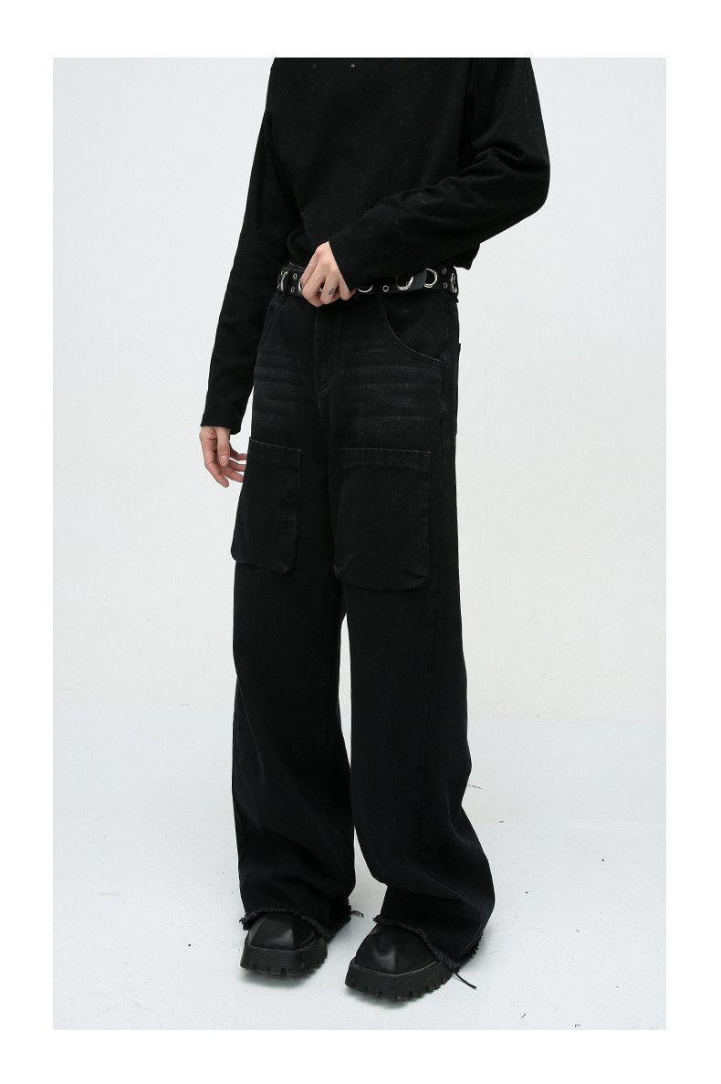 Japanese Brand × Jean American style loose straight wide leg raw edge jeans Size US 32 / EU 48 - 3 Thumbnail