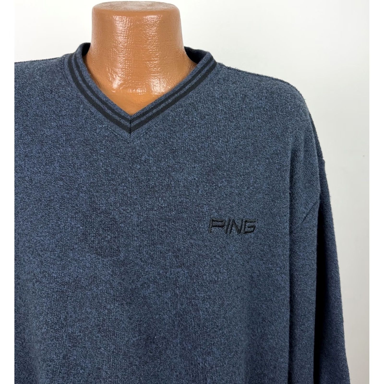 Vintage PING Fleece Sweatshirt Mens Large Navy Blue V-neck Golf Pullover Embroidered Dad (AS IS) Size US L / EU 52-54 / 3 - 3 Thumbnail