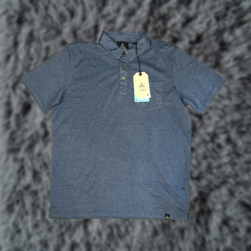 Prana Prana Jersey Pocket Polo Shirt - Small Men Blue Denim Heather NWT Size US S / EU 44-46 / 1 - 1 Thumbnail