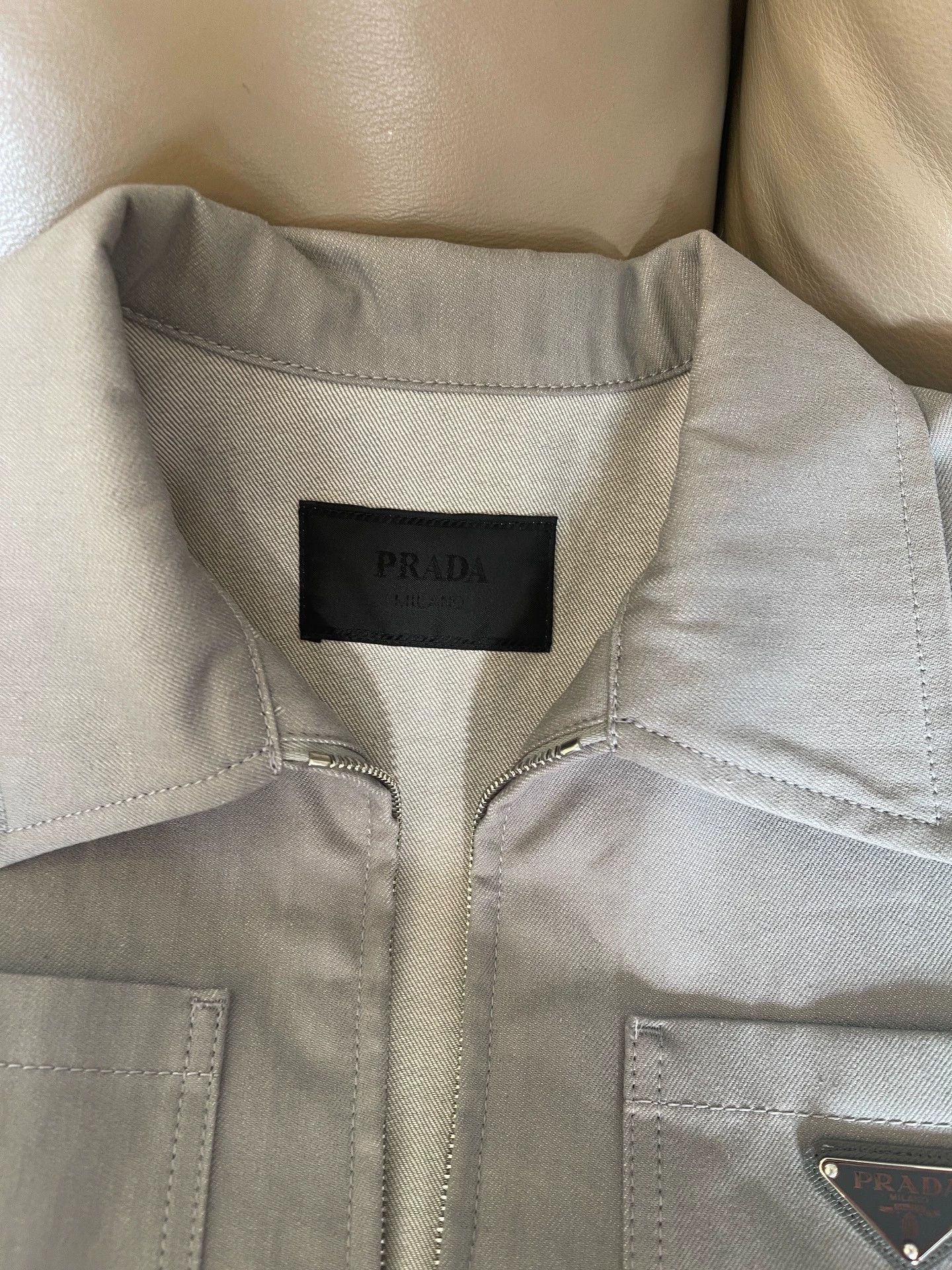 Prada Prada 25ss Gray 4-Pocket Work Jacket Triangle Logo Size US L / EU 52-54 / 3 - 8 Thumbnail