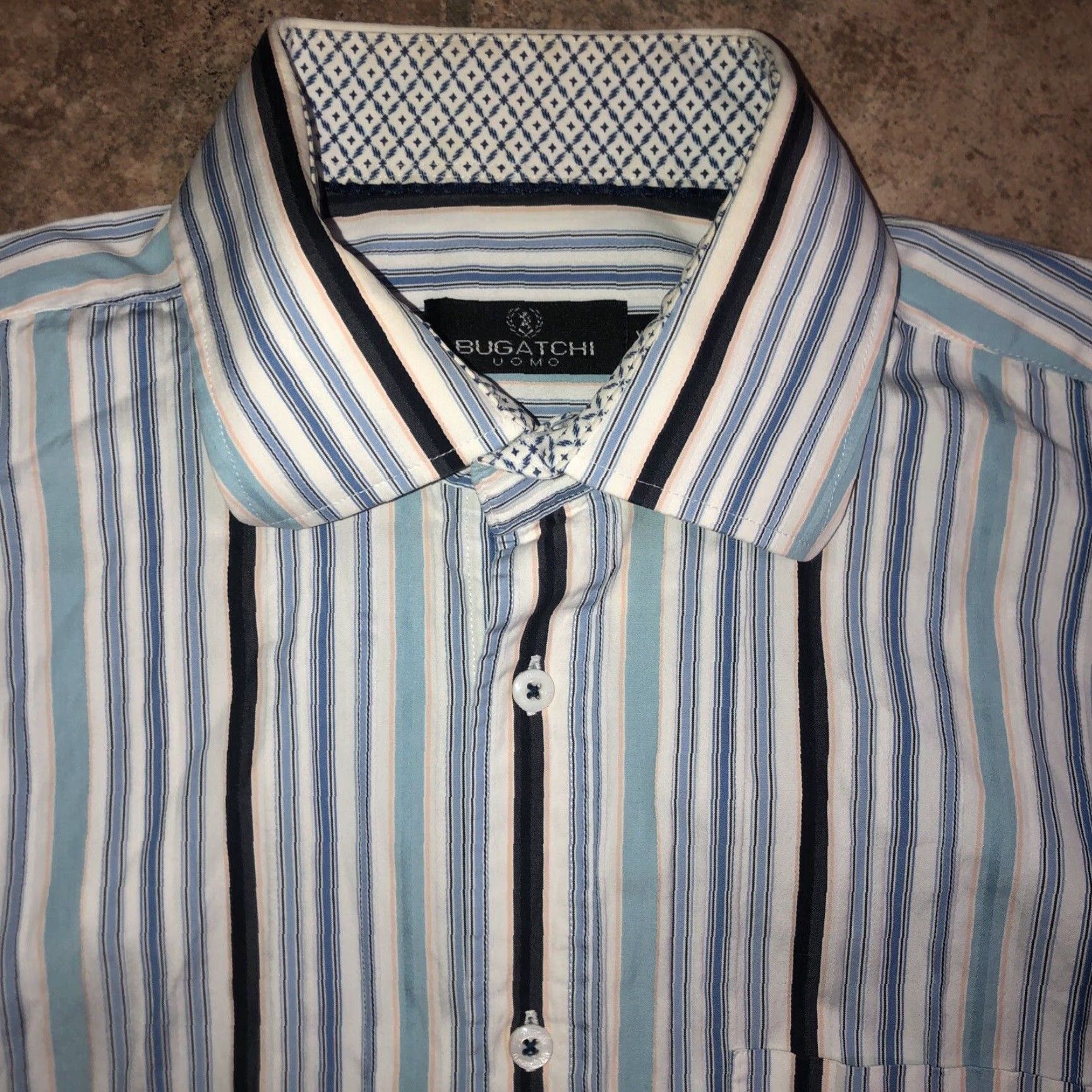 BUGATCHI Bugatchi Uomo Blue Striped Longsleeve Button Shirt Mens XL Regular Button-Up Long Sleeve Blue Striped Mens XL Size US XL / EU 56 / 4 - 2 Thumbnail