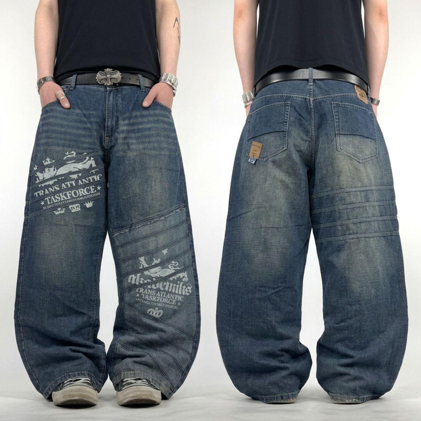 Akademiks Y2k baggy embroidered jeans | Grailed