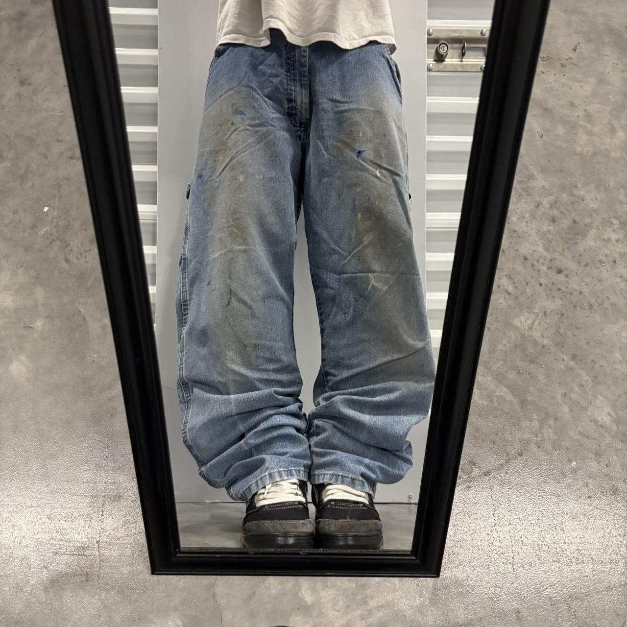 Japanese Brand × Vintage Crazy Vintage Y2K/2000s Baggy Paint Splatter Workwear Carpenter Denim Jeans! Size US 34 / EU 50 - 1 Thumbnail