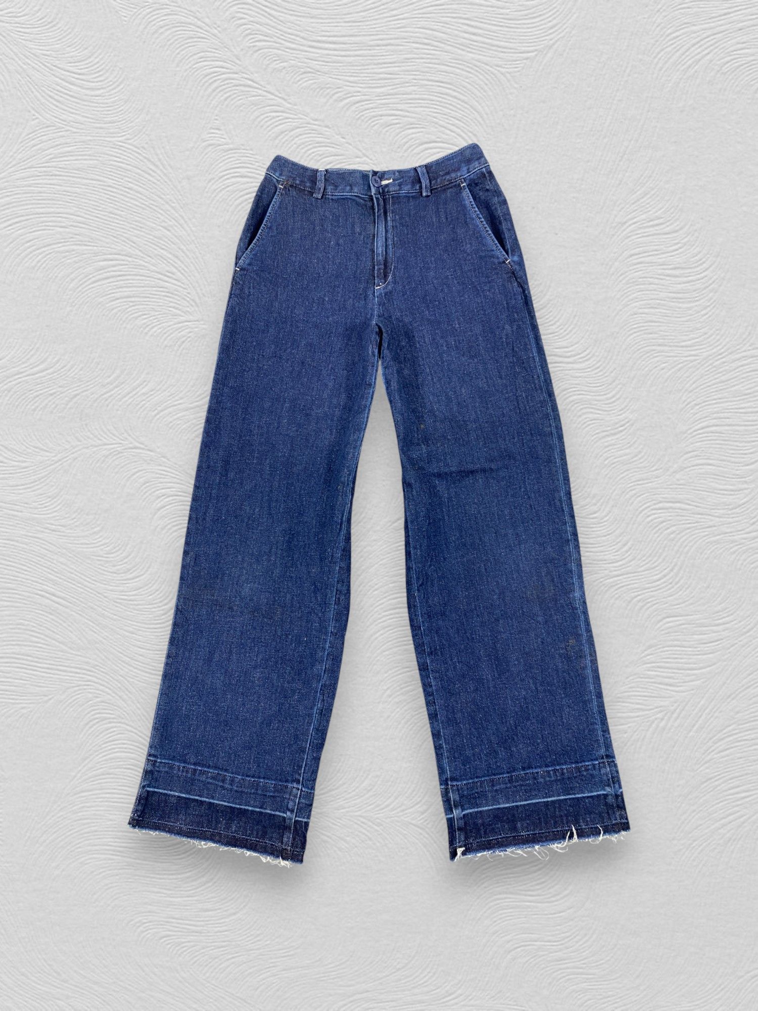 Japanese Brand Dark Blue Uniqlo Flare Jeans 27x28.5 Denim- JN3863 Size US 27 - 1 Thumbnail