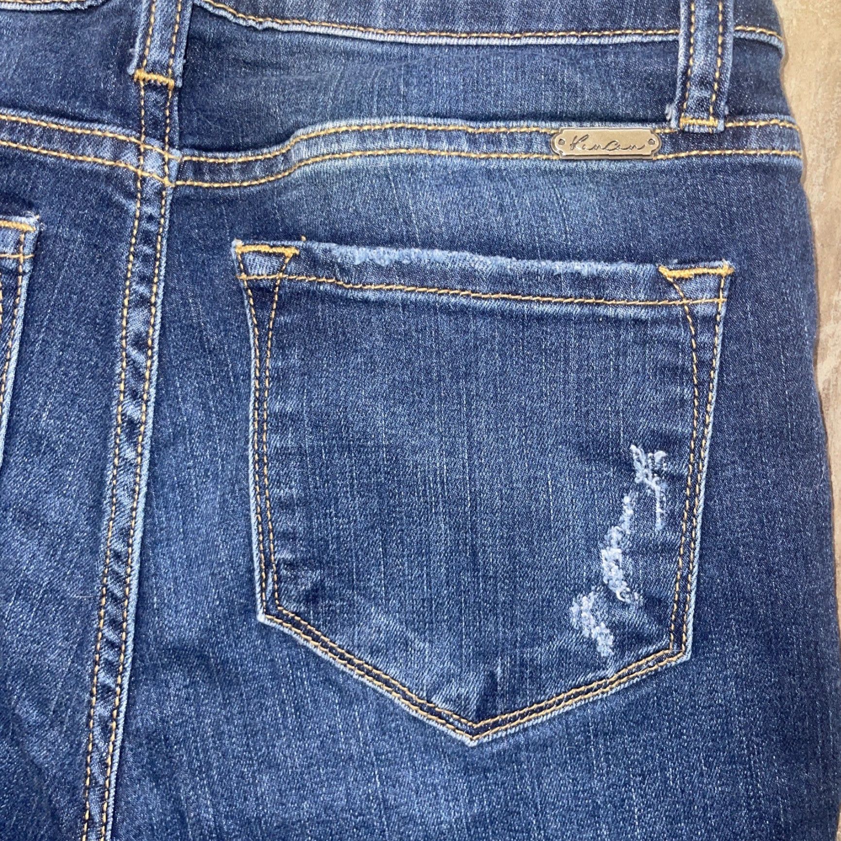 Vintage KanCan Jeans Women’s 7 27 Blue Estilo Skinny Denim Stretch Distressed Hem Button Zip High Rise 5-Pocket Regular Fall Spring Winter Womens Size 27" / US 4 / IT 40 - 6 Thumbnail