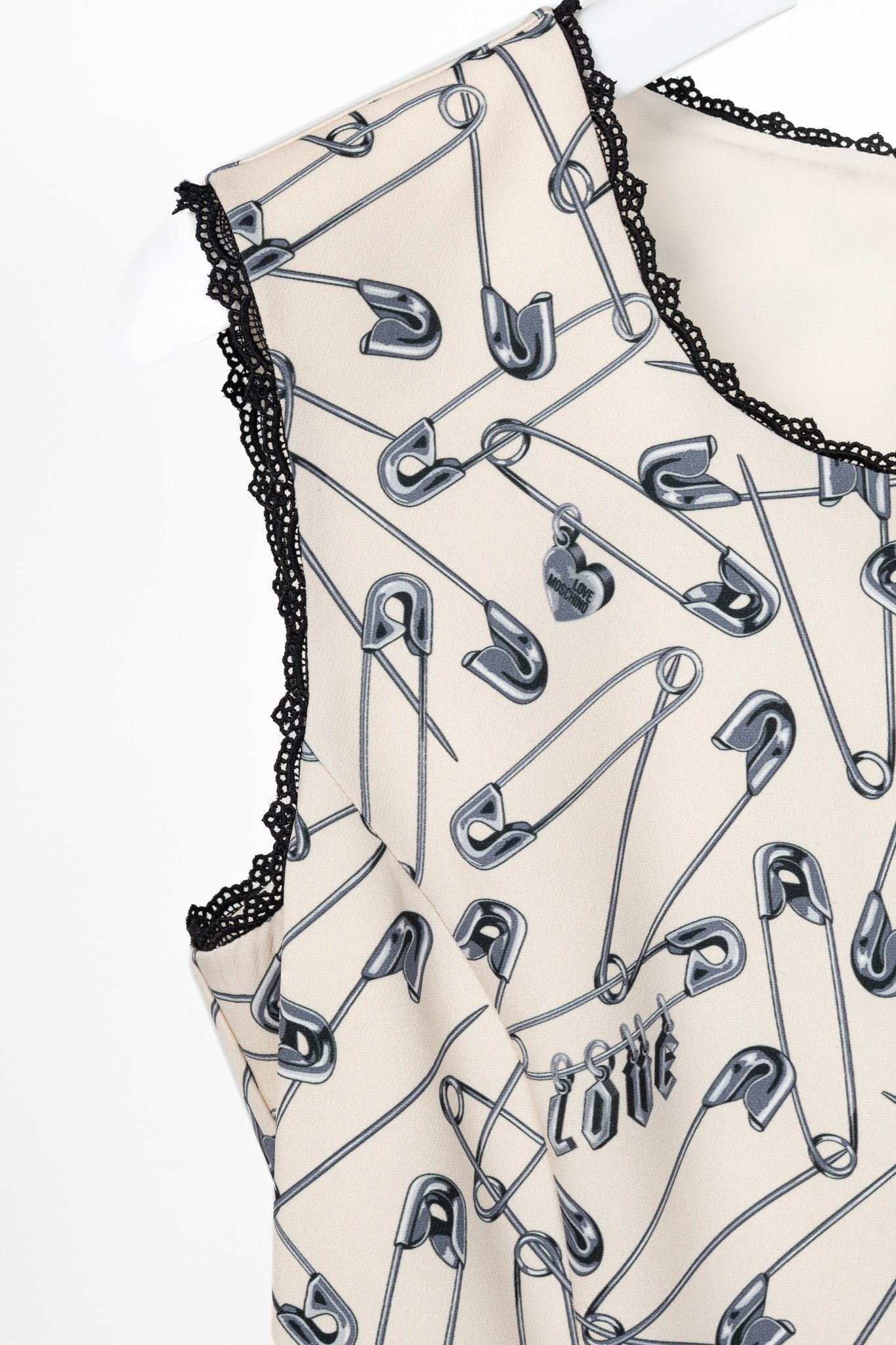 Love Moschino Love Moschino Cream Safety-Pin-Print Sheath Dress Size XL / US 12-14 / IT 48-50 - 5 Thumbnail
