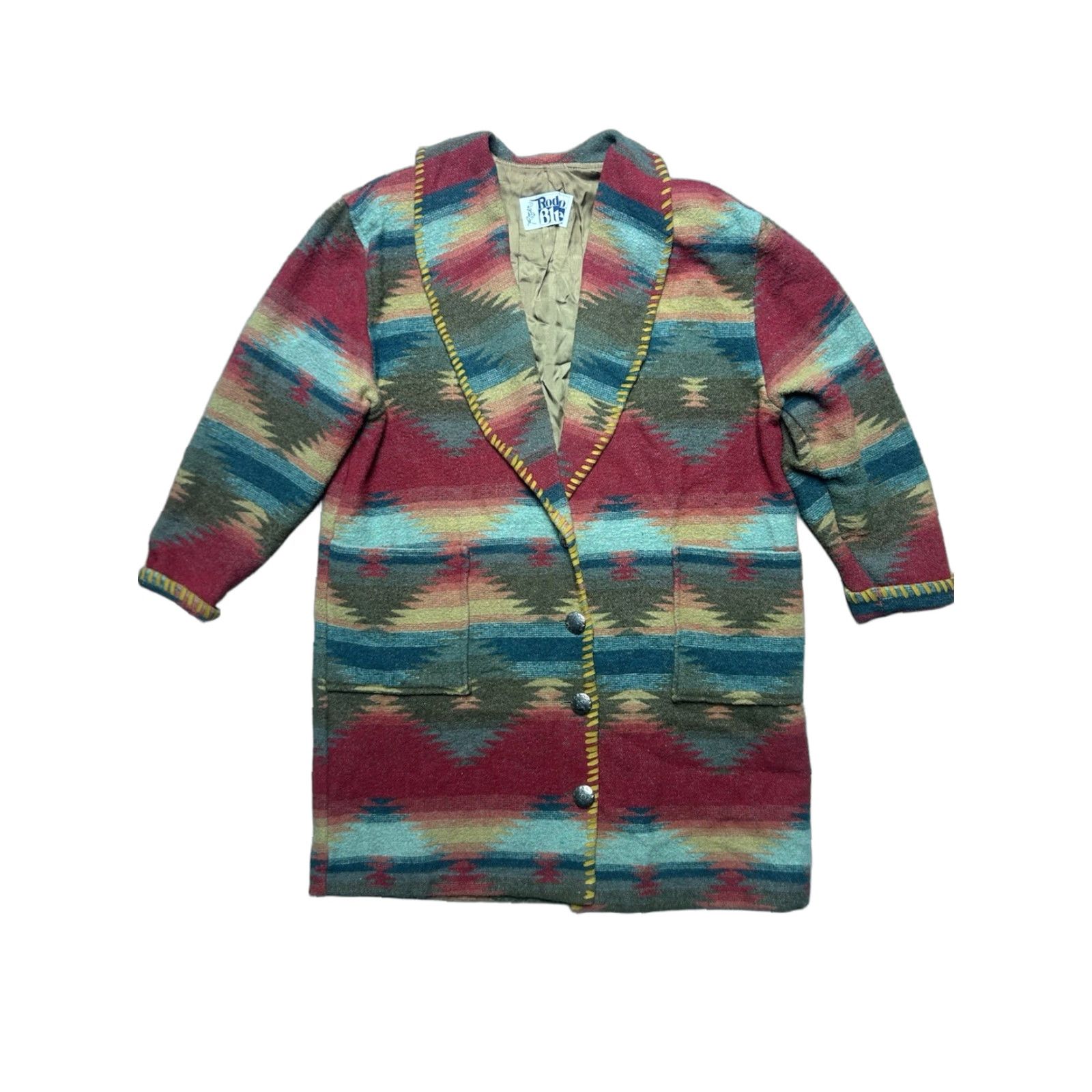 Roper VINTAGE Roper Rodeo Blue Jacket Aztec Southwestern Long Women L Jacket/Coat overcoat Size L / US 10 / IT 46 - 1 Thumbnail
