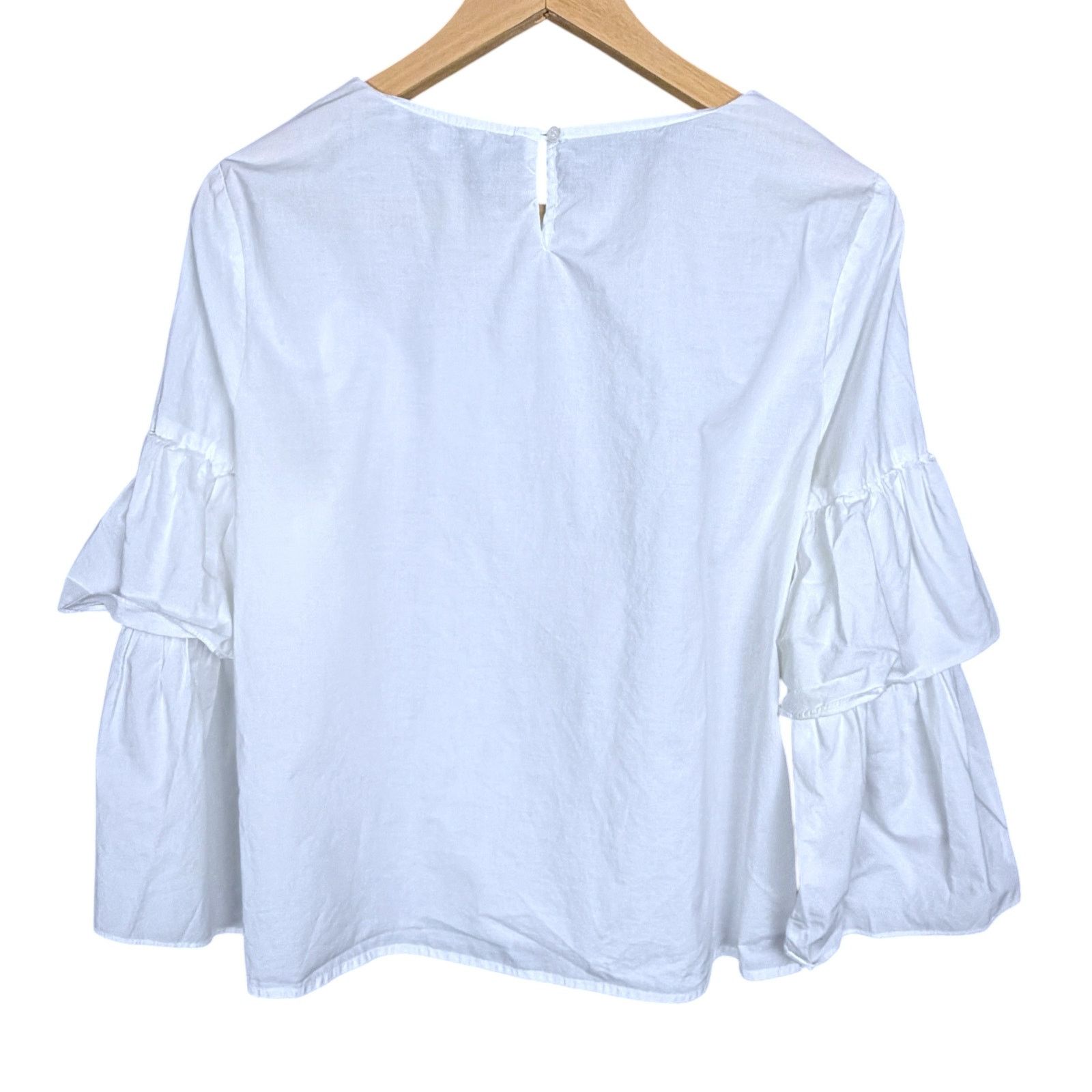 Madewell Madewell Women's Medium White Bell Sleeve Blouse Boho Casual Size M / US 6-8 / IT 42-44 - 2 Thumbnail