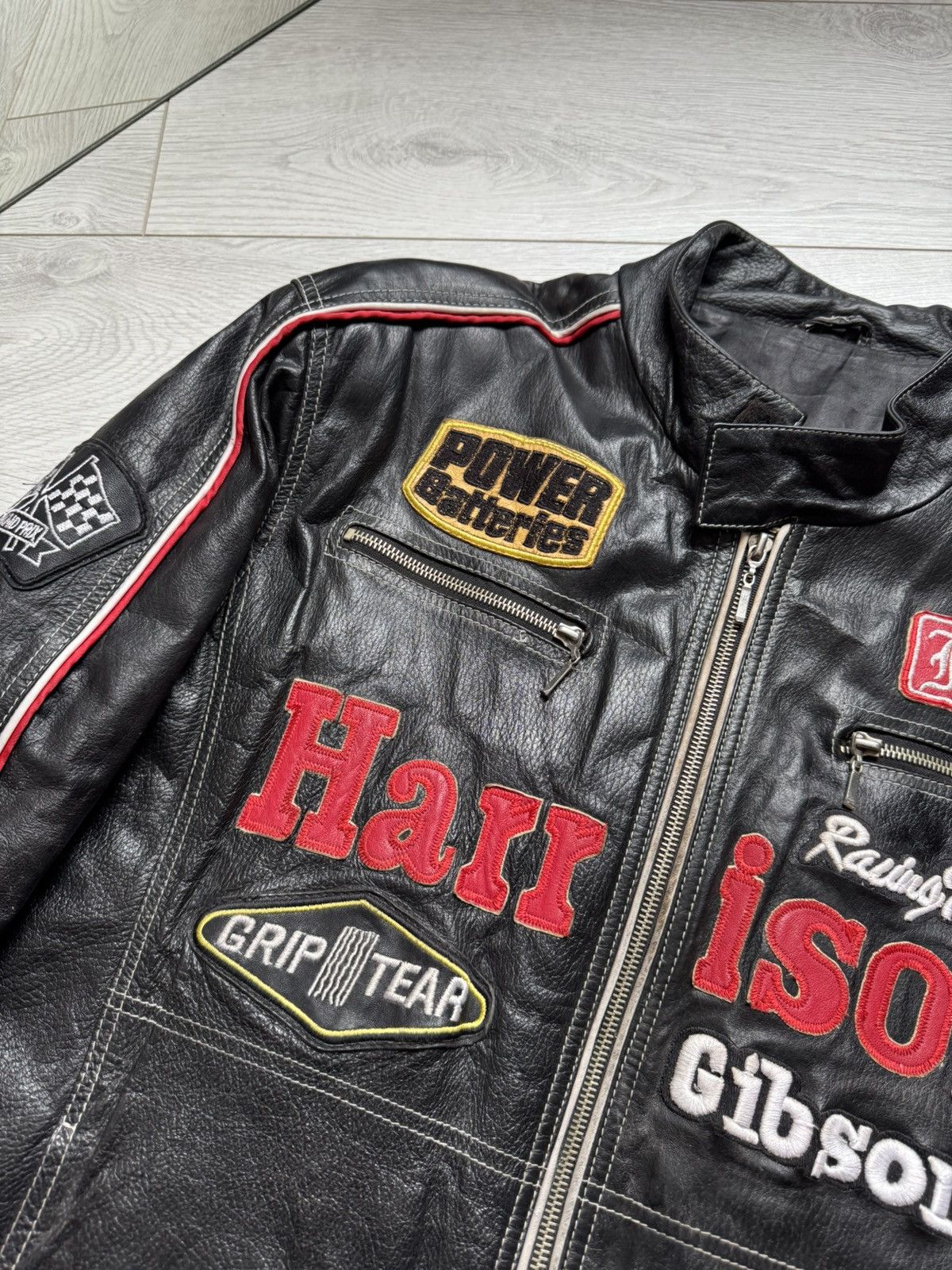 Vintage Vintage Harrison Gibson 90's F1 Leather Racing Jacket Size US L / EU 52-54 / 3 - 4 Thumbnail