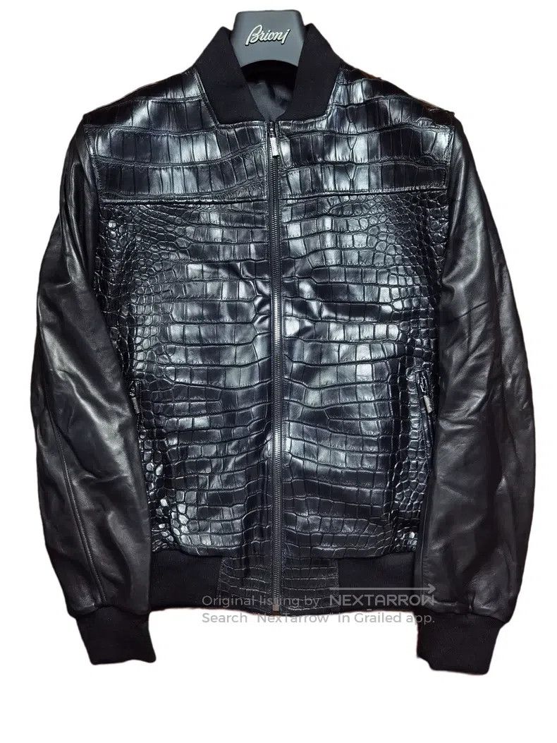 Brioni Brioni Crocodile leather patchwork pilot leather jacket Size US L / EU 52-54 / 3 - 2 Thumbnail
