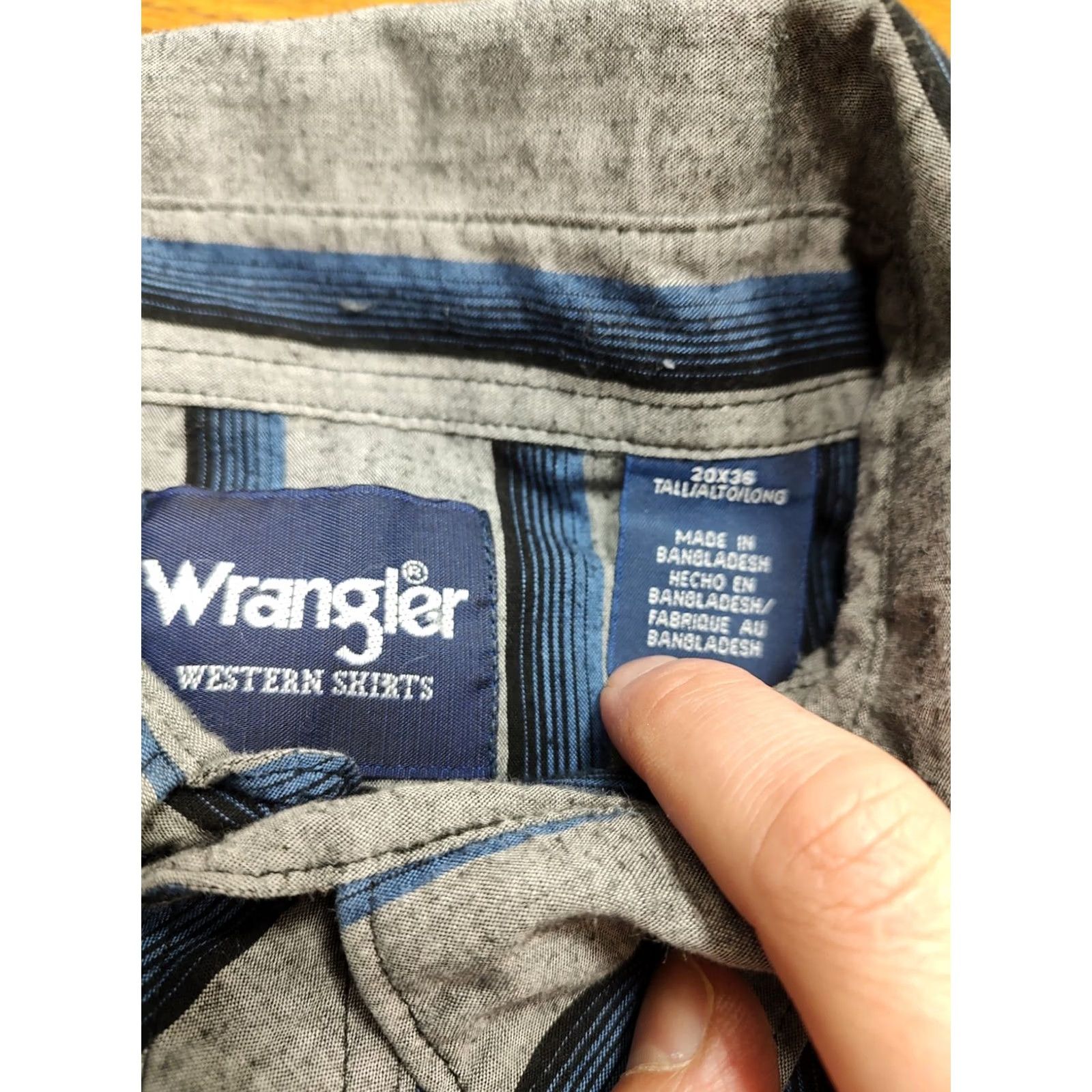 Wrangler VINTAGE Wrangler Pearl Snap Western Gray Woven Shirt Tall Long Mens Tag 20 X 36 Size US XXL / EU 58 / 5 - 4 Thumbnail