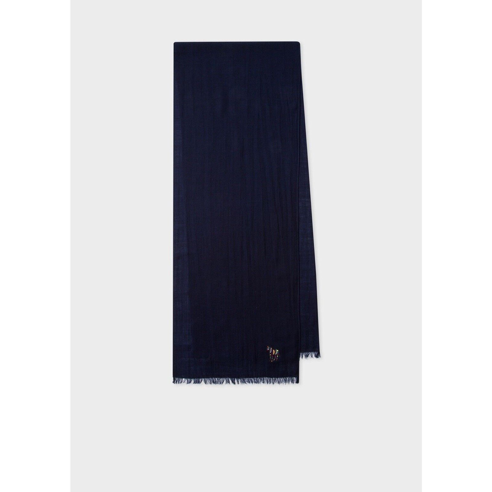 Paul Smith Paul Smith $200 Soft Wool Scarf In Navy W/ Zebra Embroidery. Size ONE SIZE - 1 Thumbnail