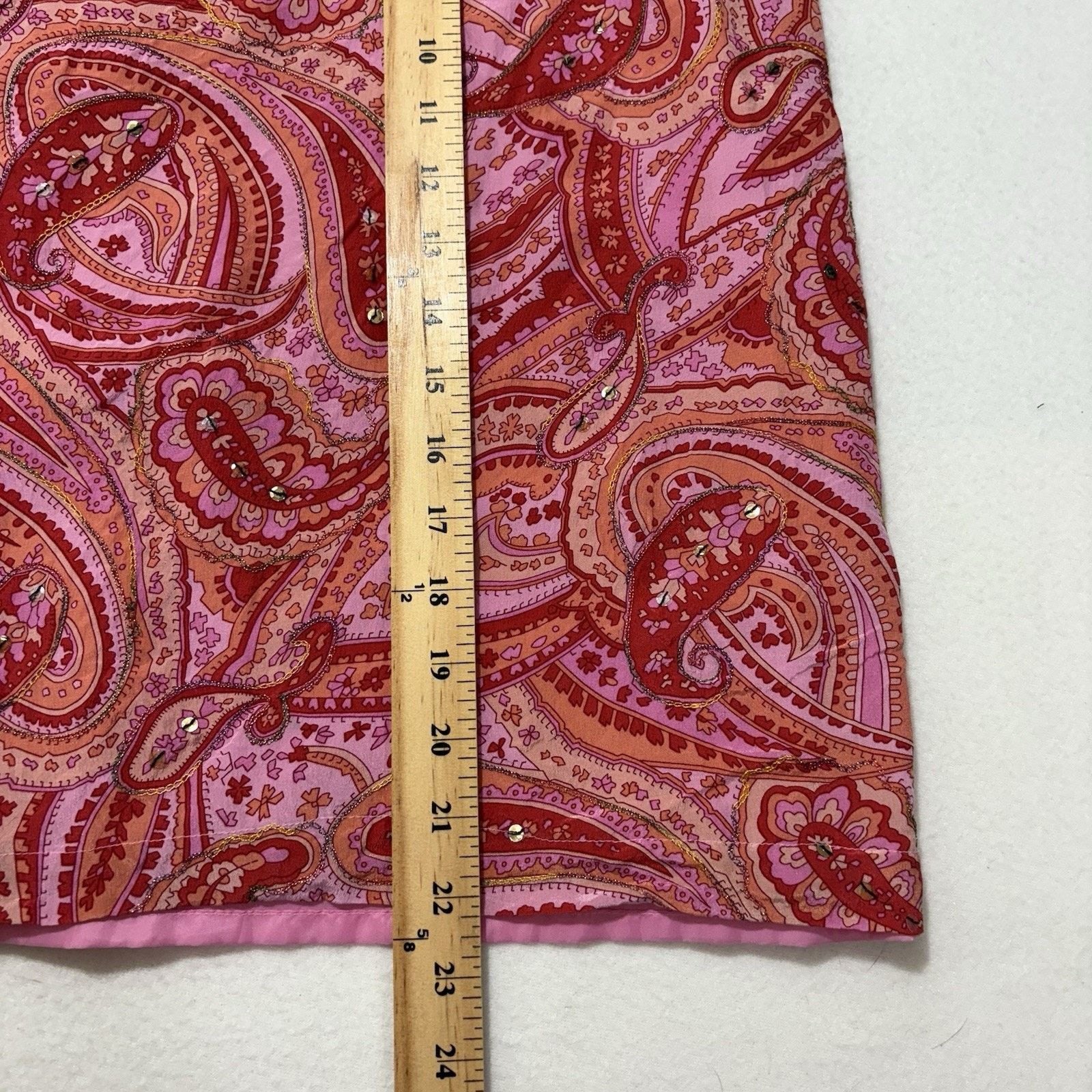 Other Worthington 14 Silk Mini Pencil Skirt Pink Paisley Slit Back Size 36" / US 14 / IT 50 - 12 Thumbnail