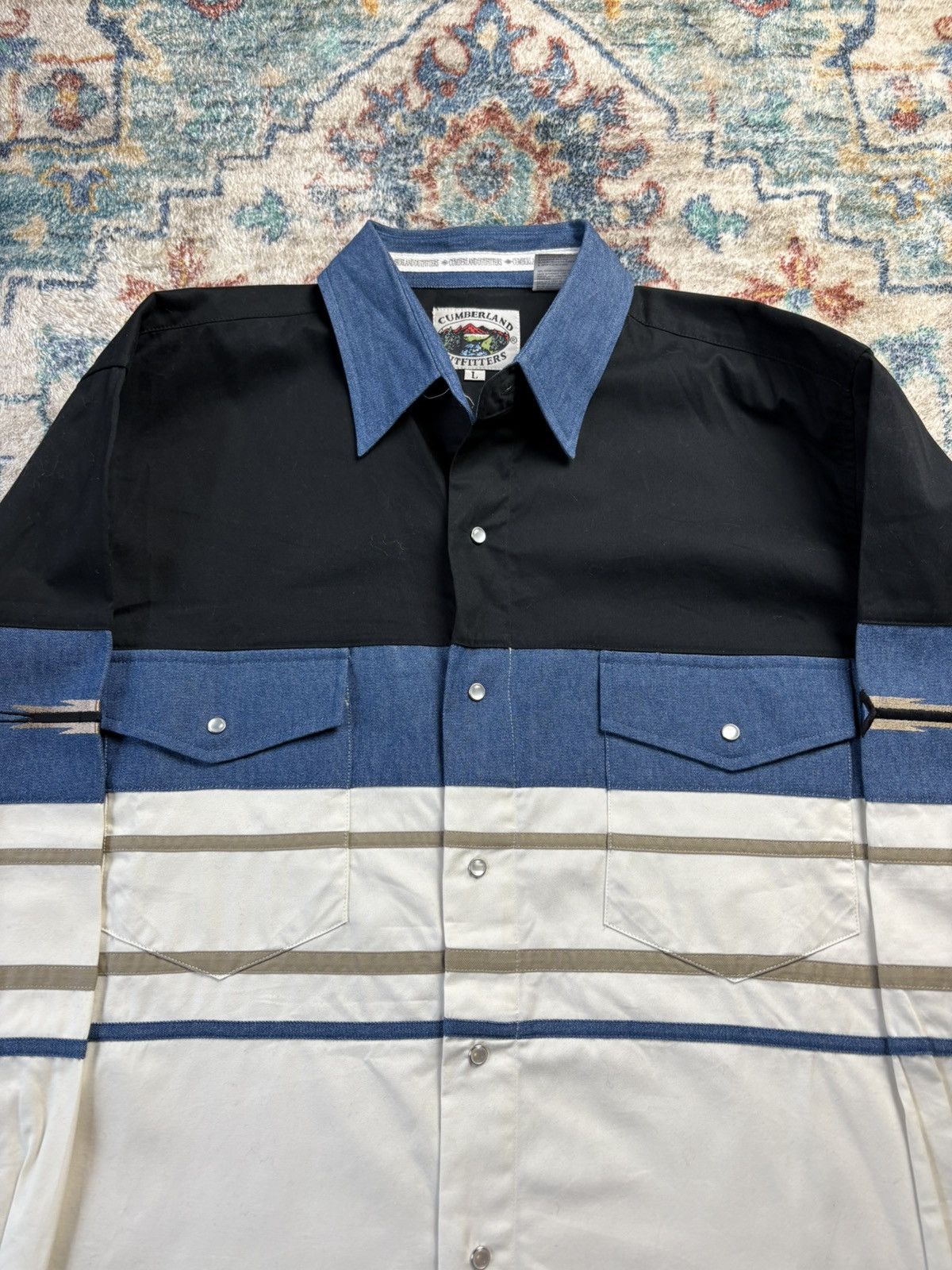 Vintage Vintage Cumberland Outfitter Striped Pearl Snap Shirt Large Size US L / EU 52-54 / 3 - 4 Thumbnail