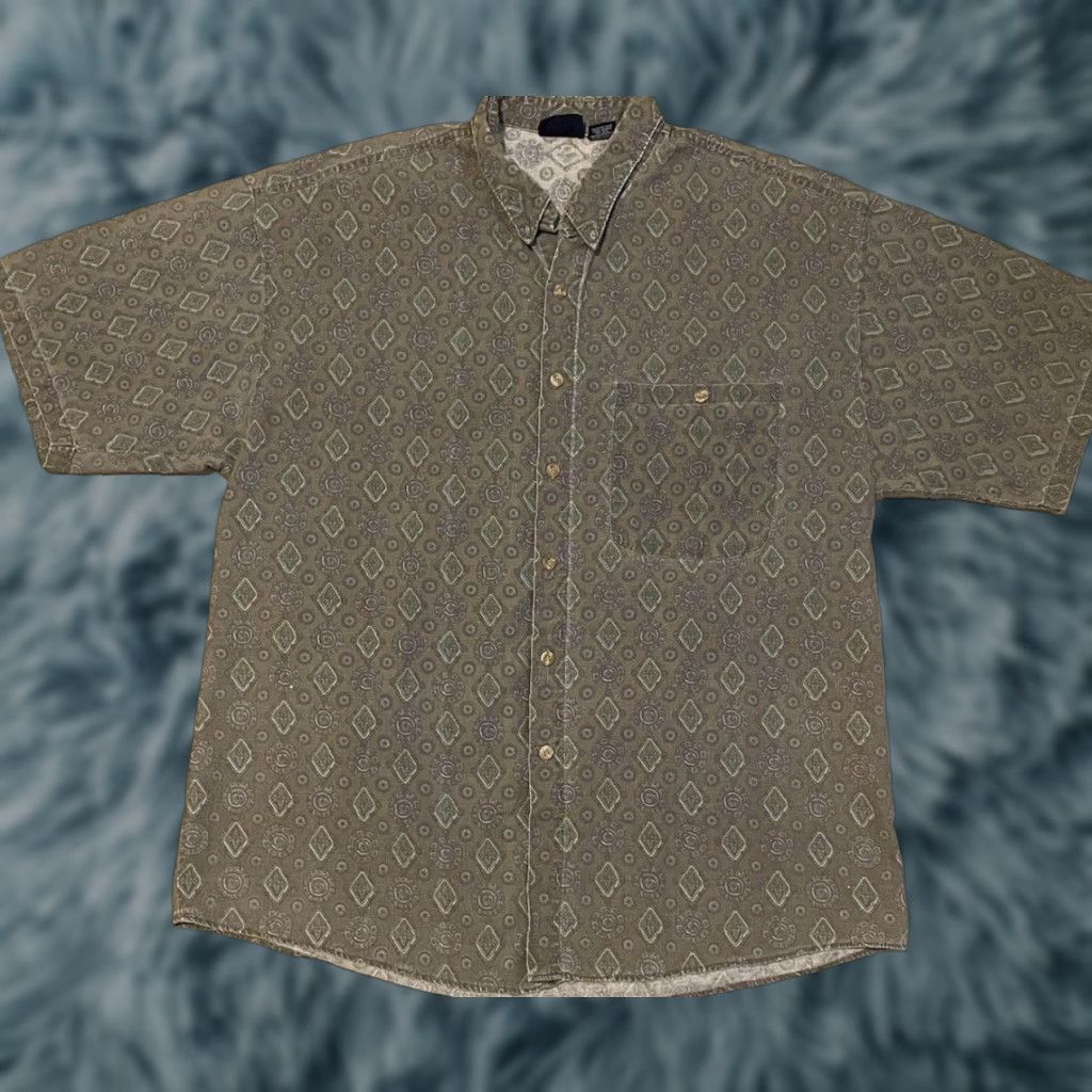 Vintage Vtg 90s Paisley Button Up Shirt L Men Green Grunge Vaporwave Surf Skate Abstract Art AOP Size US L / EU 52-54 / 3 - 1 Thumbnail