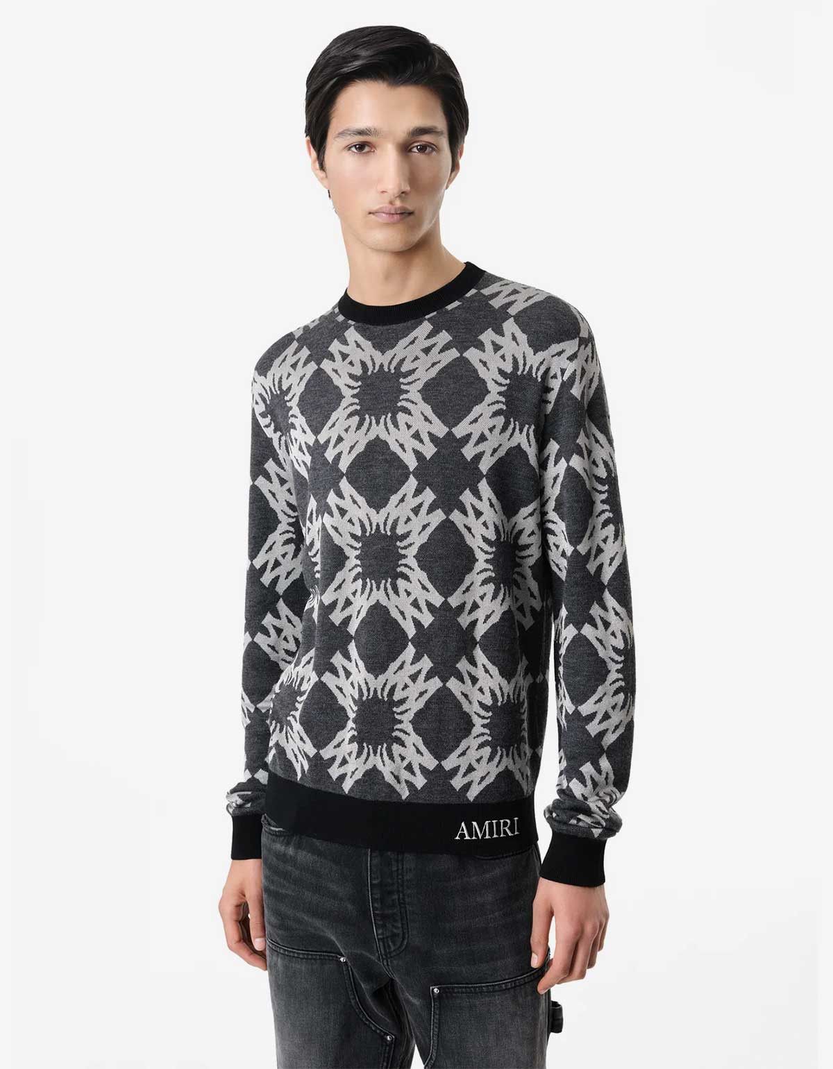 Amiri Amiri Dark Grey MA Quad Crew Neck Sweater Size US M / EU 48-50 / 2 - 2 Thumbnail