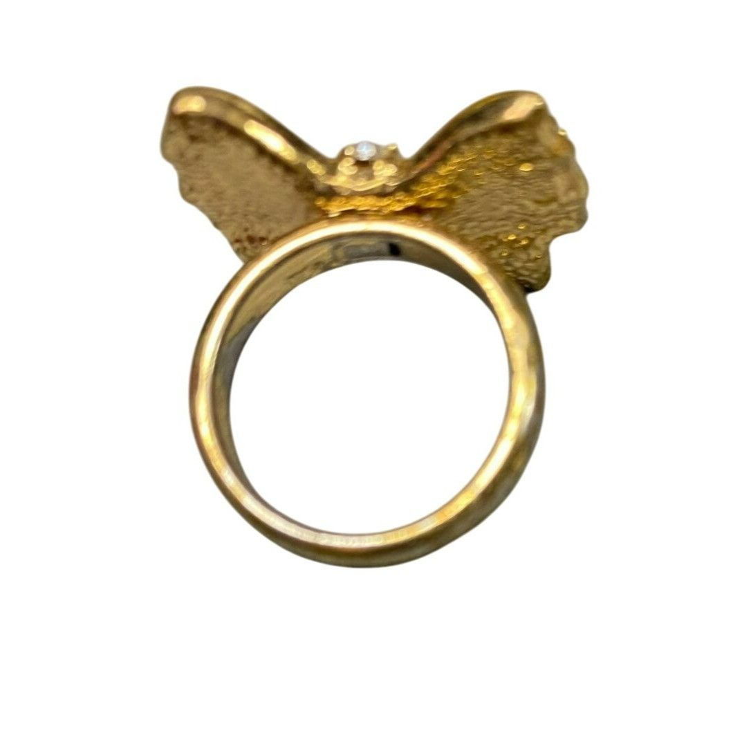 Other Gold-Tone Bow Ring With Rhinestones Size 6.75 Size ONE SIZE - 4 Thumbnail