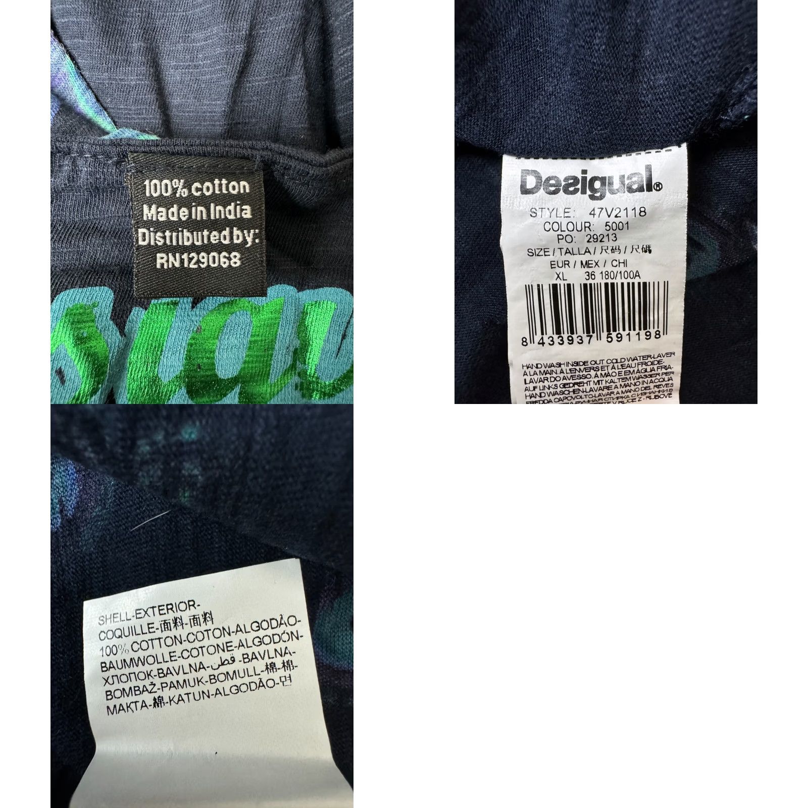Desigual Desigual Saane 47V2118 womens dress XL A-Line Dress Blue Knee Length Desigual XL Womens Dress Blue A-Line Dress 96 cm Size XL / US 12-14 / IT 48-50 - 8 Thumbnail