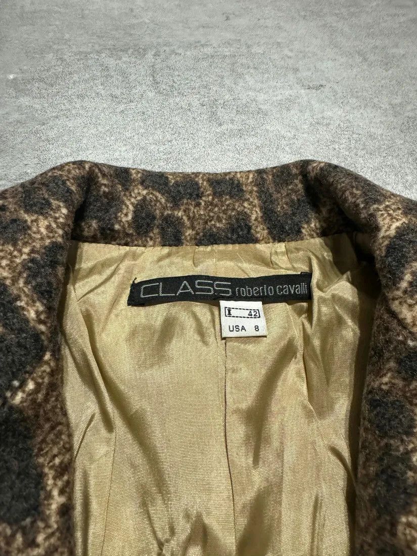 Roberto Cavalli × Vintage AW2002 Roberto Cavalli Leopard Print Beige Wool Trench Coat Size XS / US 0-2 / IT 36-38 - 6 Thumbnail