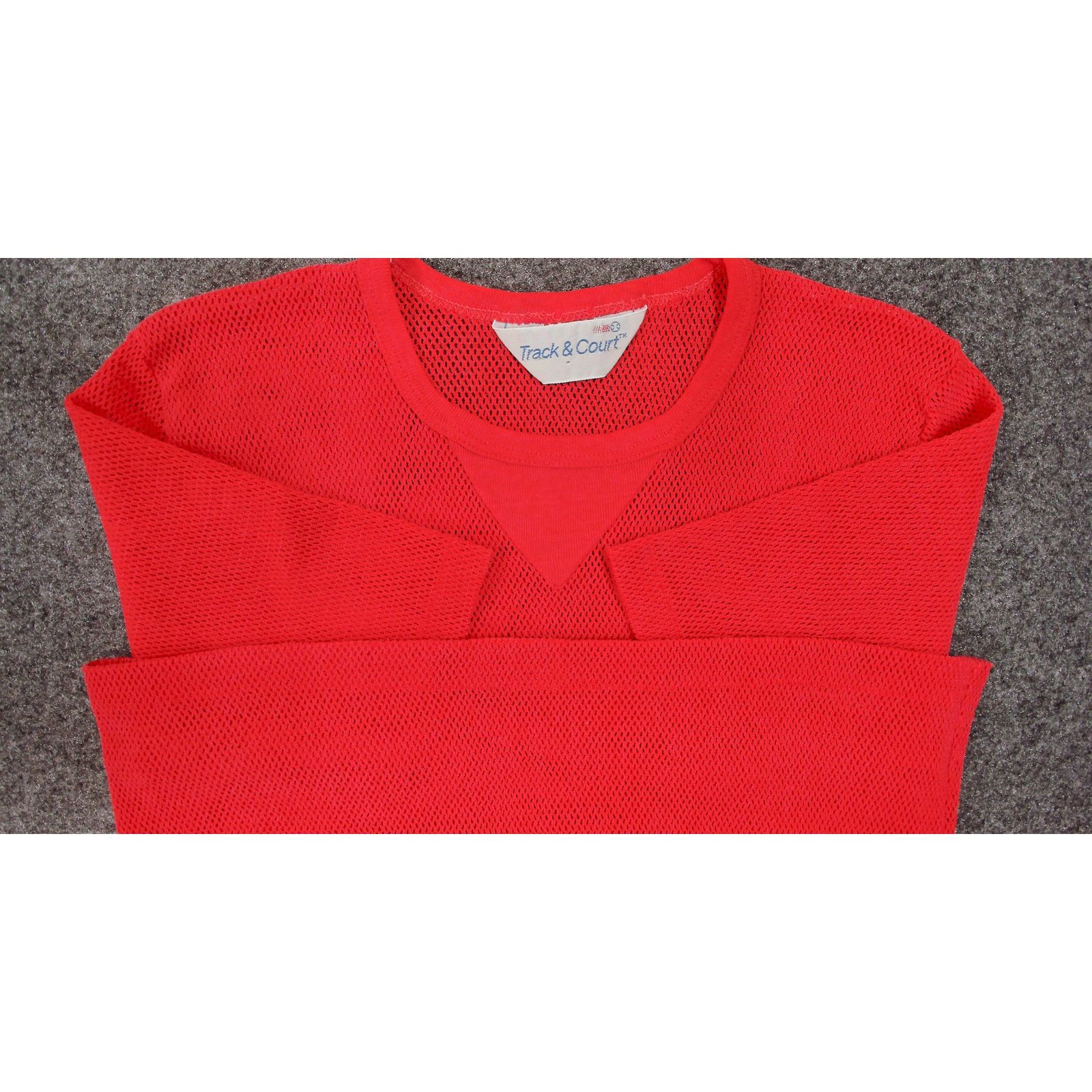 Vintage Track & Court VTG 80s Single Stitch Red Mesh Crop Top Small Size S / US 4 / IT 40 - 5 Thumbnail