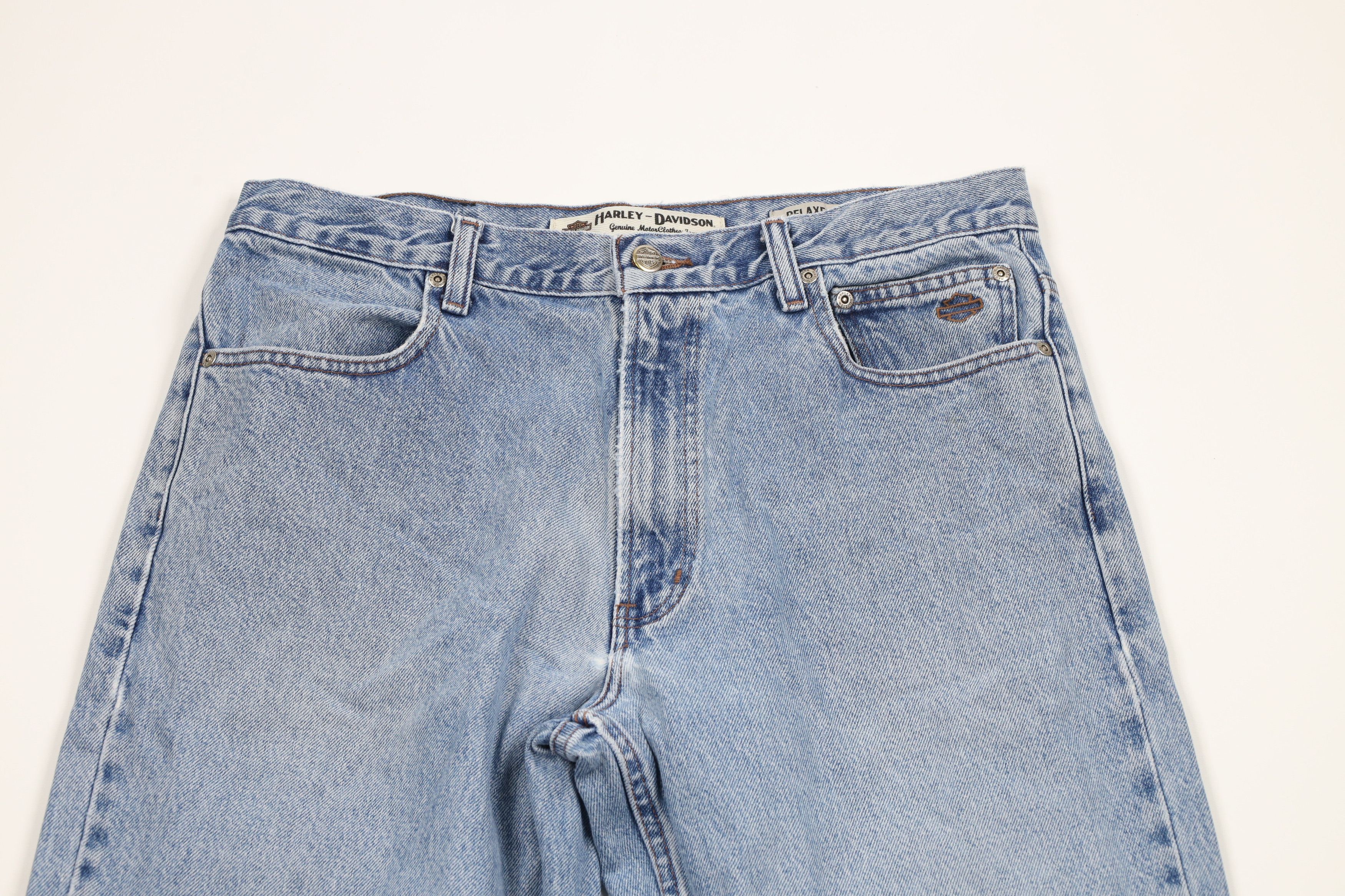 Harley Davidson × Vintage Vintage 90s Harley Davidson Relaxed Fit Denim Jeans Blue Size US 34 / EU 50 - 2 Thumbnail