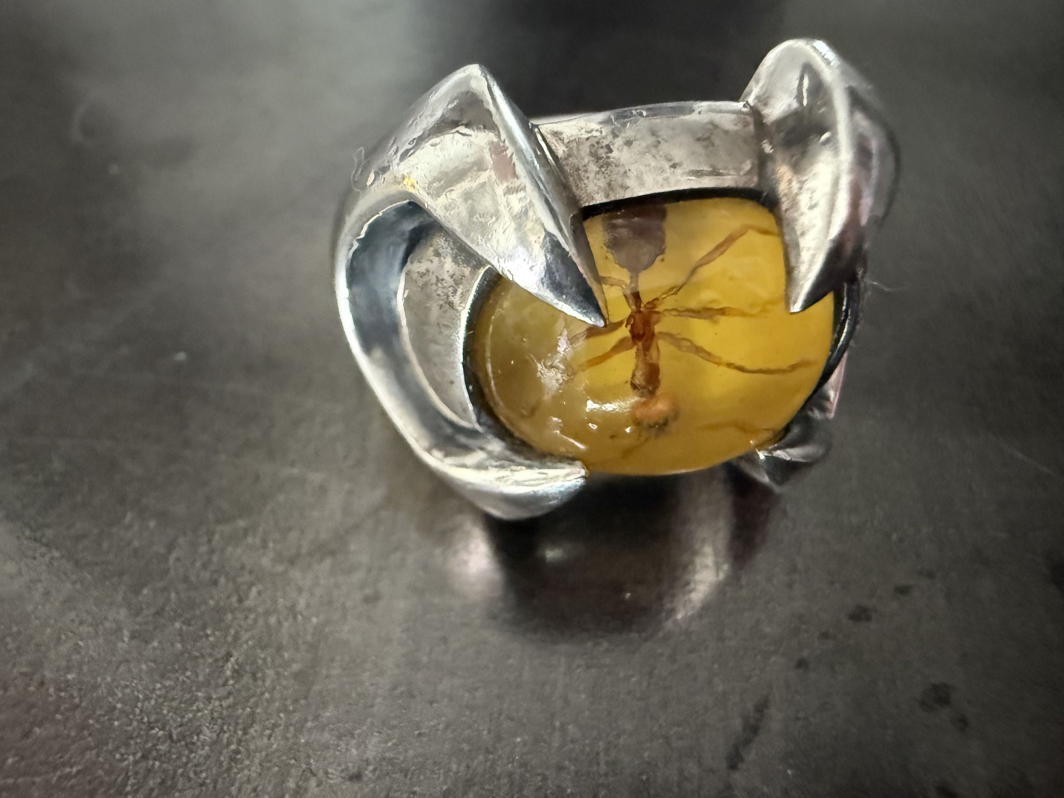 Other M.A.R.S Amber ring 925 silver with ant inclusion Size ONE SIZE - 8 Thumbnail