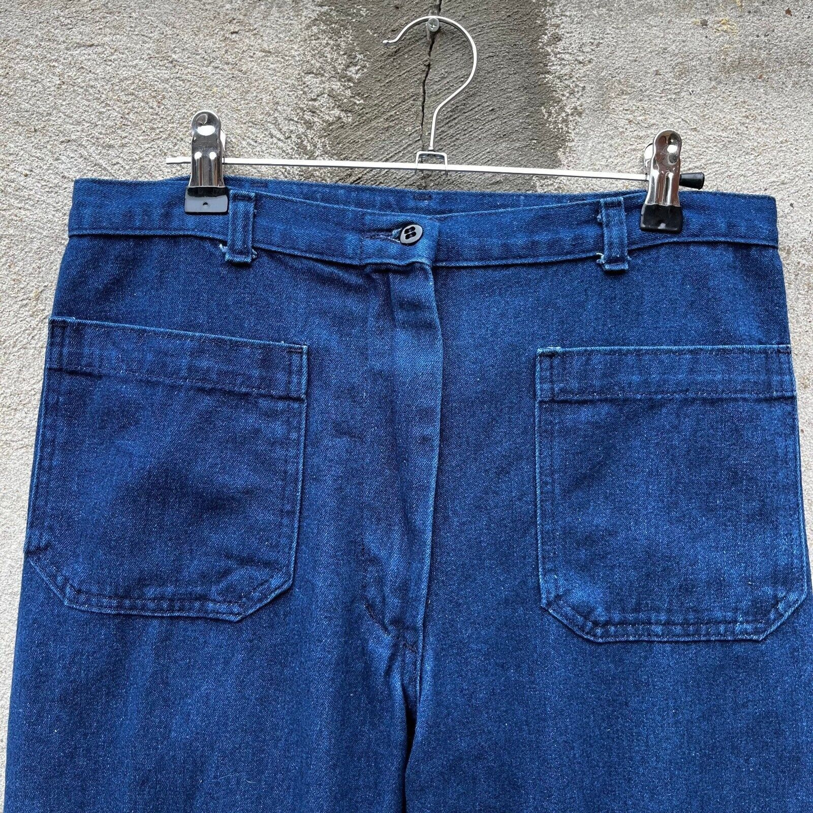 Vintage 90's USN Women's Denim Dungaree Flare Trousers Size 32" / US 10 / IT 46 - 5 Thumbnail