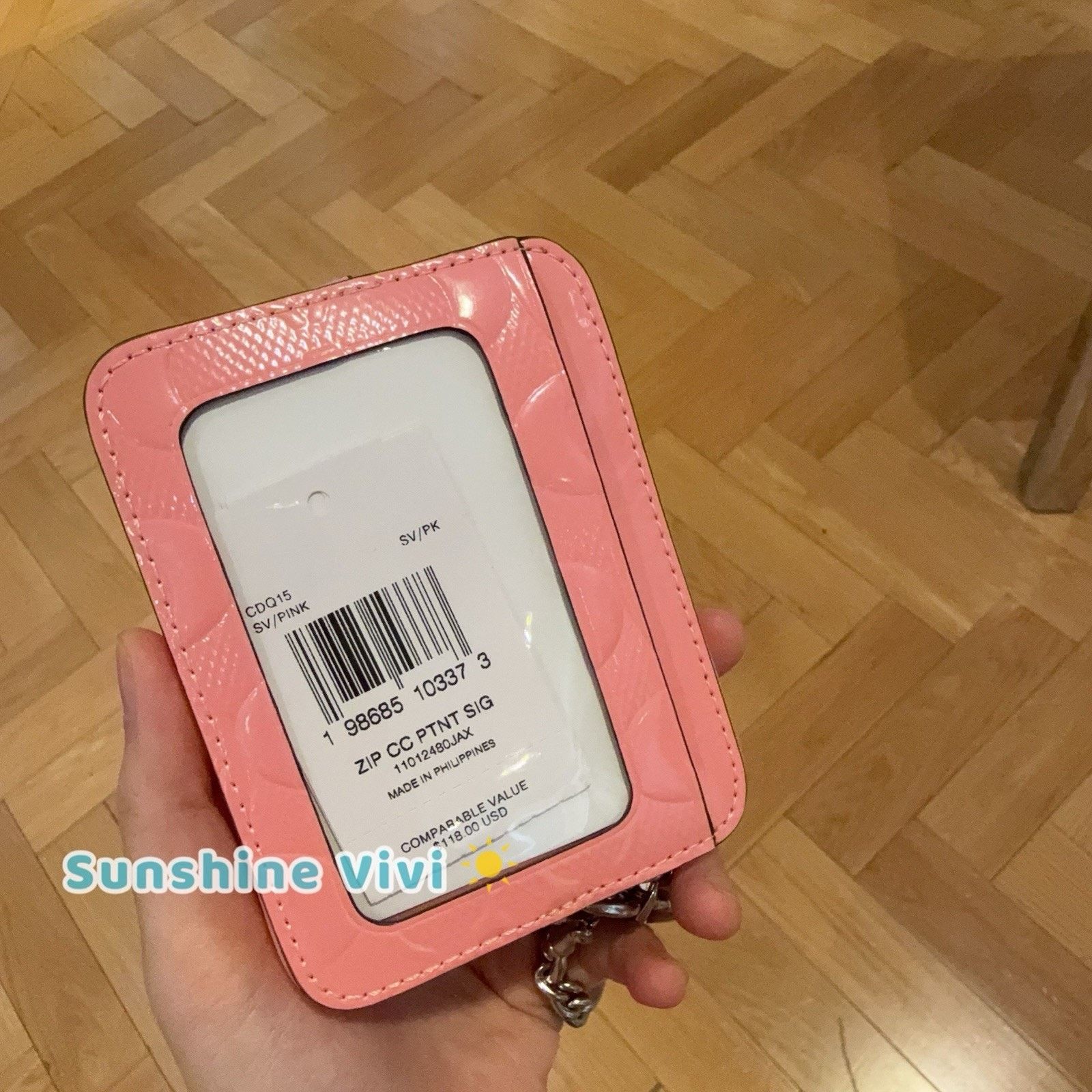 Coach NWT Coach Zip Card Case Leather Heart Charm CDQ15 pink Size ONE SIZE - 4 Thumbnail
