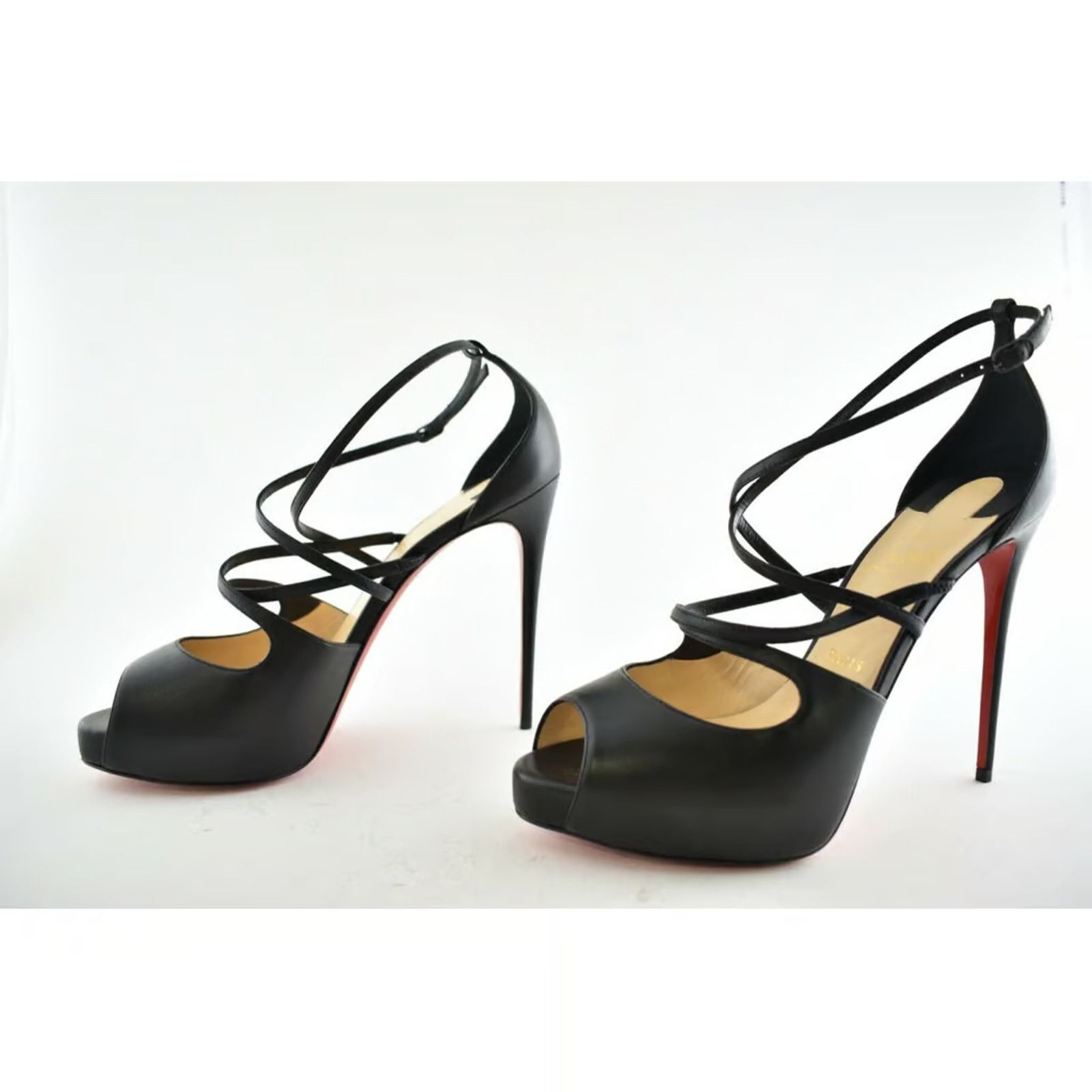 Christian Louboutin Holly Alta 120 Black Criss Cross Strap Sandal Heel Pump 42 Size US 12 / IT 42 - 9 Thumbnail