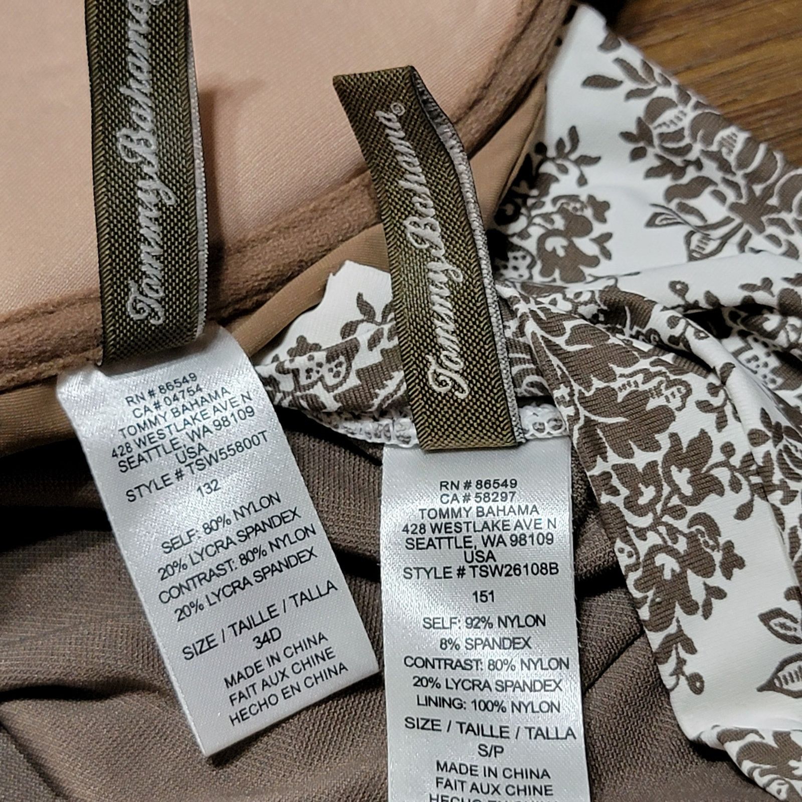 Tommy Bahama 2 Pc Tommy Bahama Brown & White Swimsuit - Size Small / 34D Size ONE SIZE - 6 Thumbnail