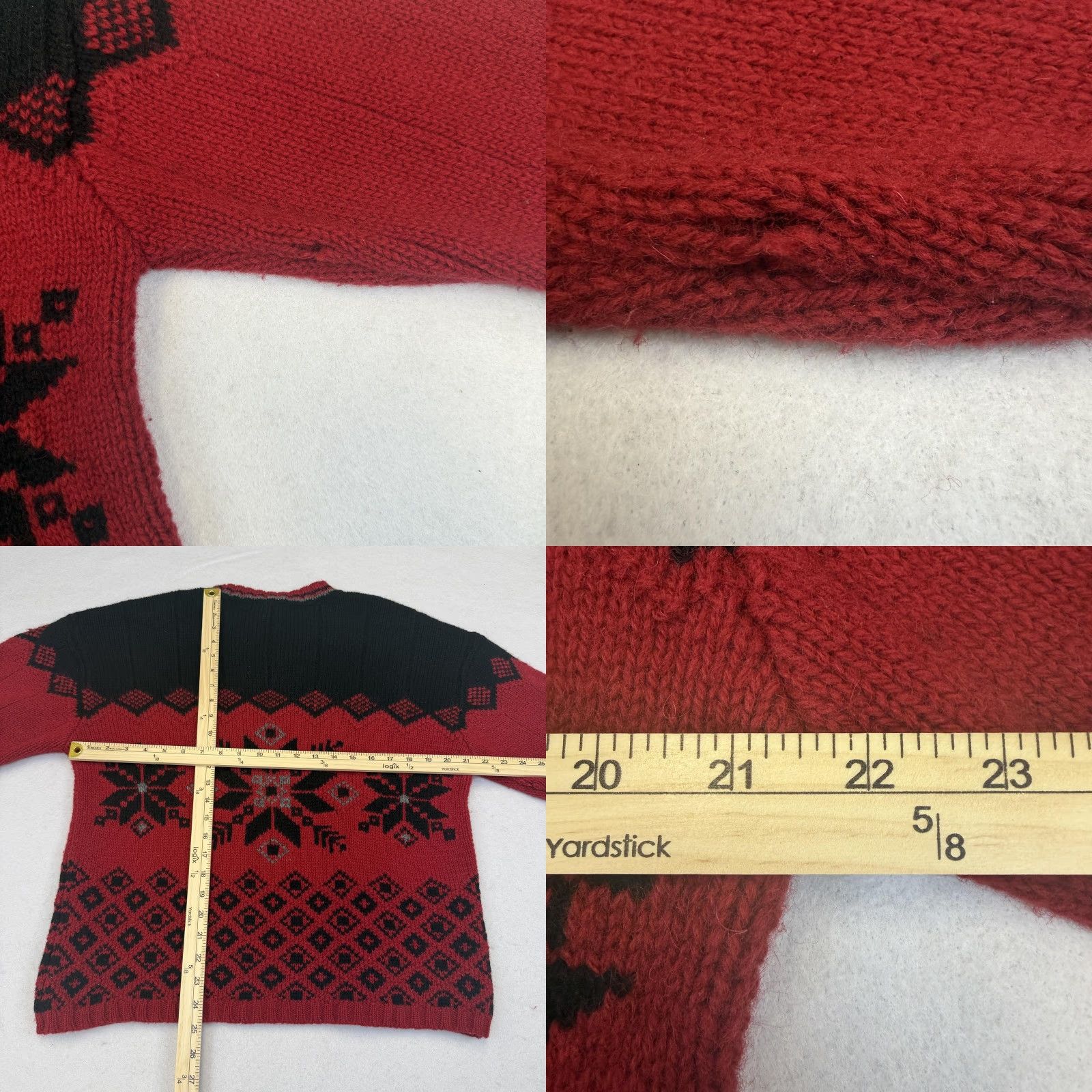 Vintage VTG Maurices Sweater Womens Large Red Wool Fair Isle Ski Christmas Snowflake Size L / US 10 / IT 46 - 8 Thumbnail
