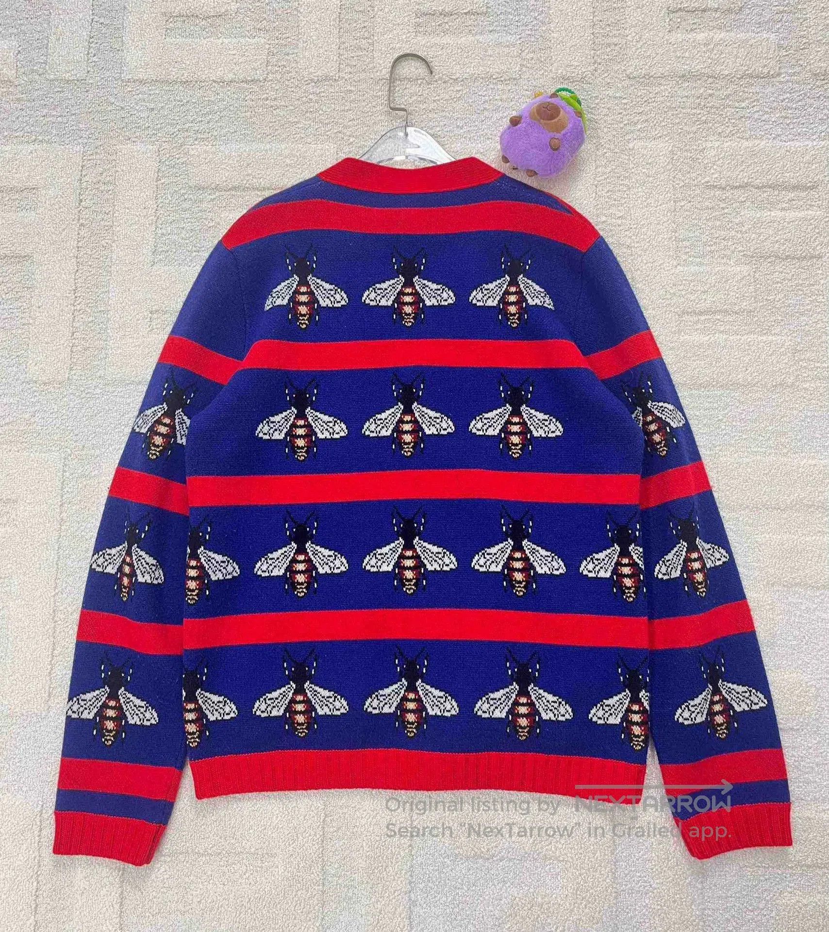 Gucci Gucci Blue Red Bee Knit Cardigan. Size US L / EU 52-54 / 3 - 2 Thumbnail