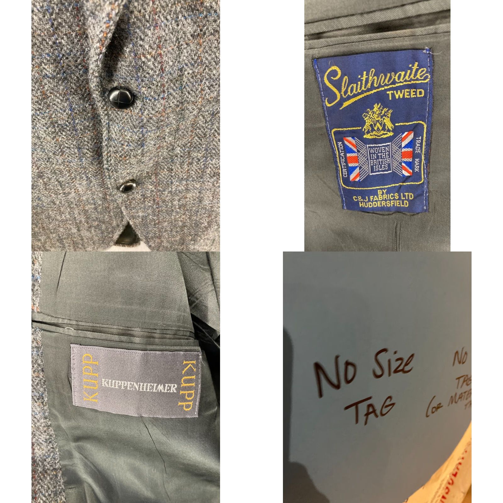 Vintage VINTAGE Kuppenheimer Tweed Blazer Mens 44R Gray Herringbone Sports Coat 90s Bohemian Size 44R - 8 Thumbnail