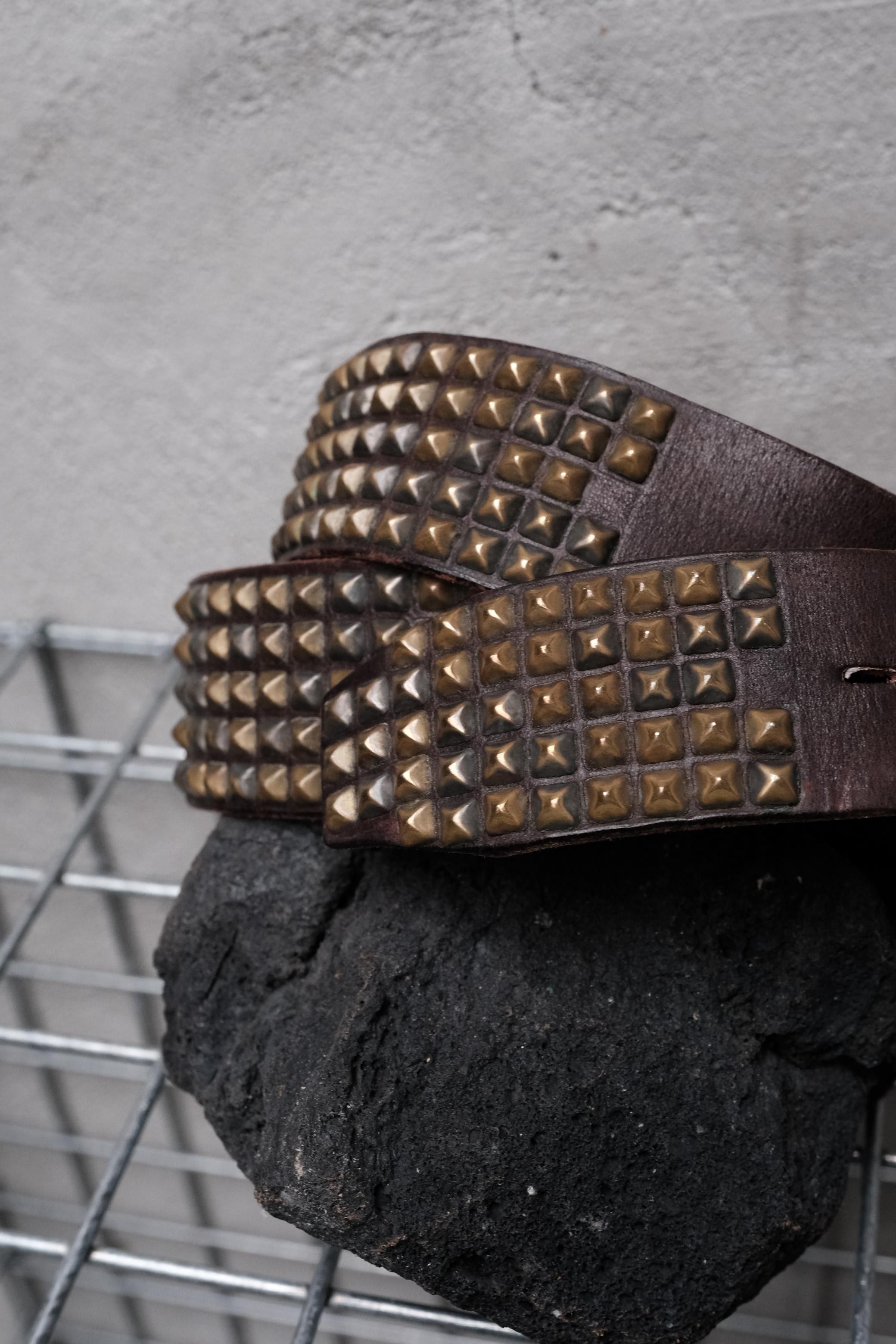 Hollywood Trading Company Hollywood Trading Company Brown 5-Row Pyramid Stud Belt Size ONE SIZE - 5 Thumbnail