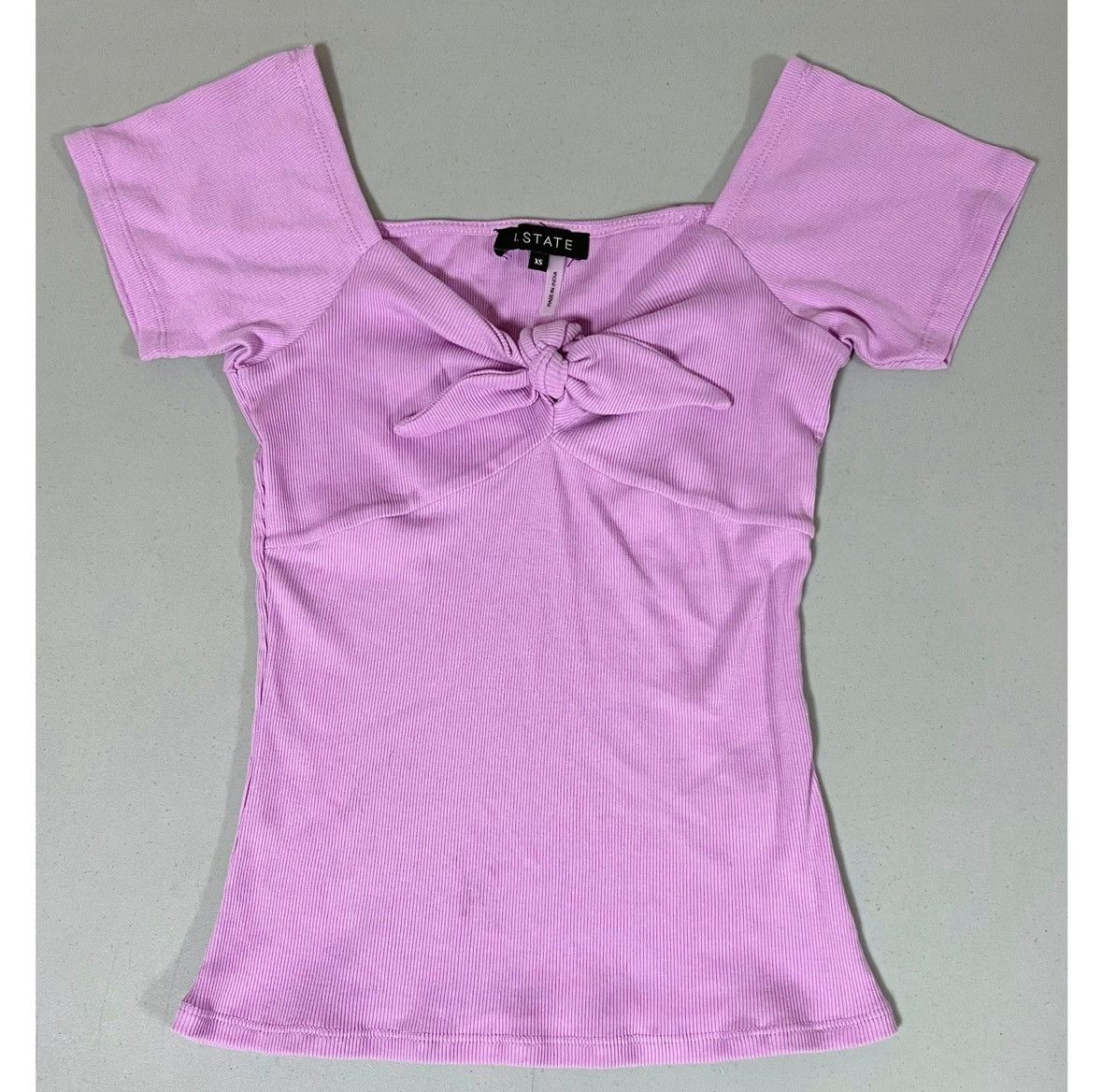 Vintage 1.State Purple Bow Knot-Front T-Shirt Top Blouse Size XS 💜 Size XS / US 0-2 / IT 36-38 - 1 Thumbnail