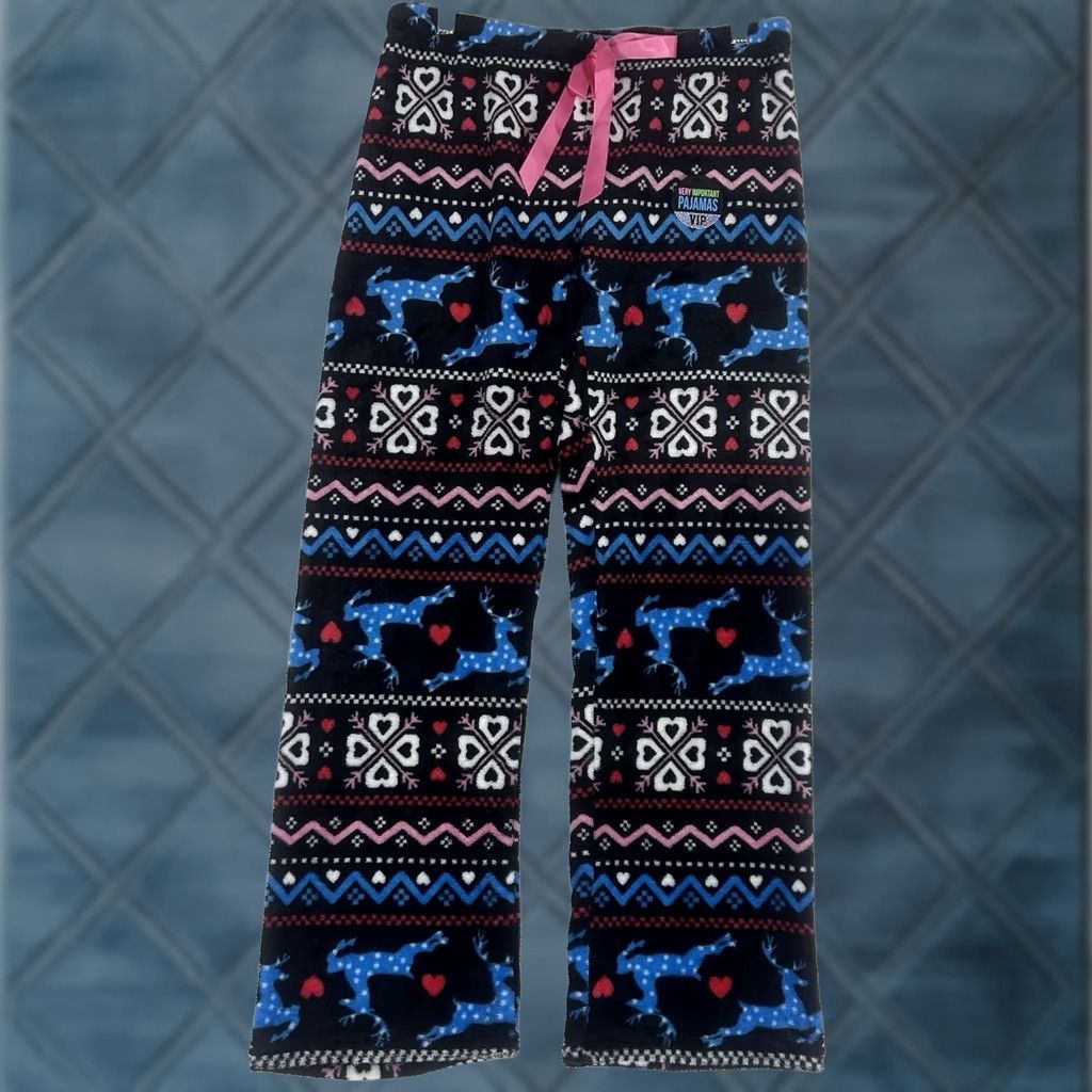 Vintage Very Important Pajamas Pajama Pants Womens Large Candy Canes & Hearts Christmas NWT Black Size 36" / US 14 / IT 50 - 1 Thumbnail