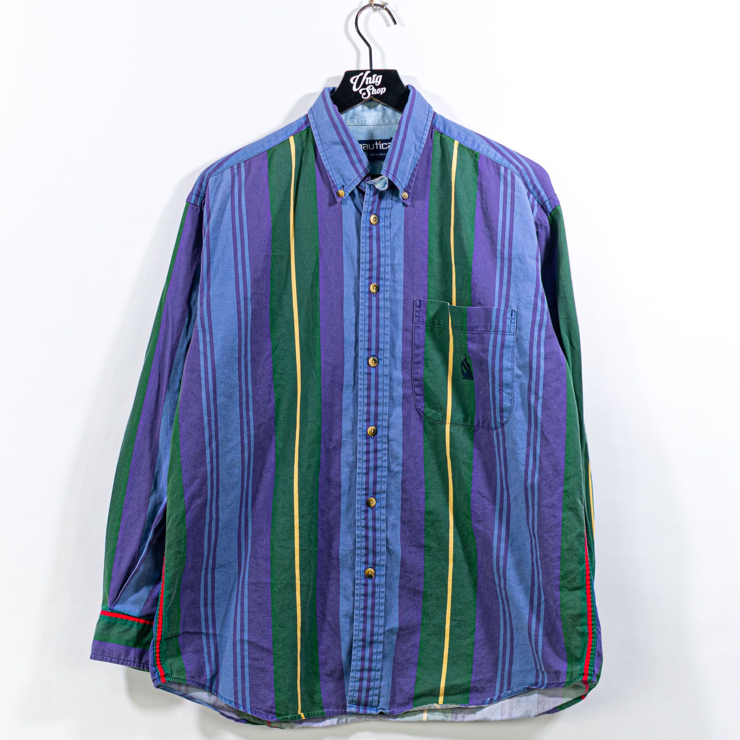 Nautica Nautica Multicolor Striped Button Down Shirt VTG Hip Hop Size US M / EU 48-50 / 2 - 1 Thumbnail