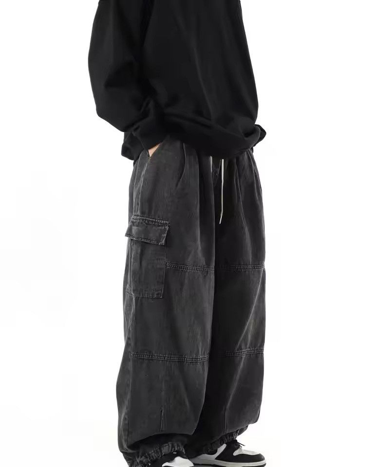 Japanese Brand Black Baggy Cargo SweatPant Size US 27 - 4 Thumbnail